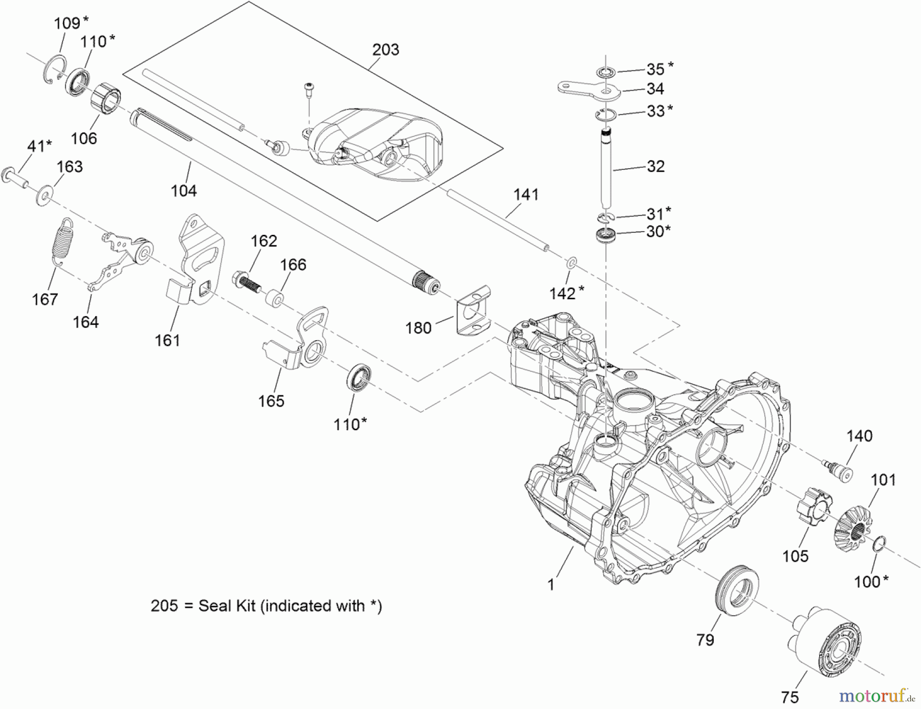  Toro Neu Mowers, Lawn & Garden Tractor Seite 1 74560 (DH 140) - Toro DH 140 Lawn Tractor, 2011 (311000001-311999999) MAIN HOUSING TRANSMISSION ASSEMBLY NO. 121-0999