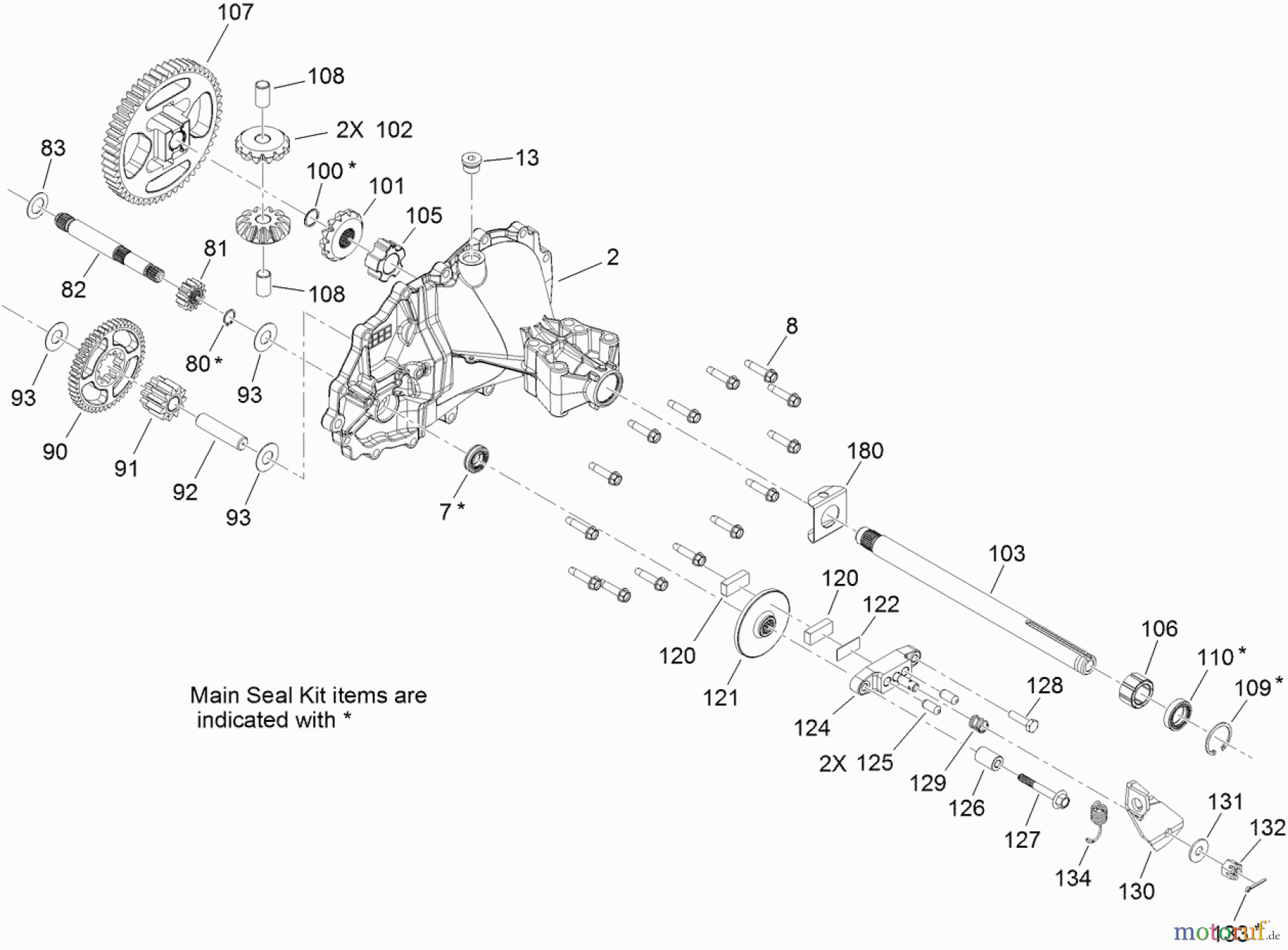  Toro Neu Mowers, Lawn & Garden Tractor Seite 1 74560 (DH 140) - Toro DH 140 Lawn Tractor, 2011 (311000001-311999999) SIDE HOUSING TRANSMISSION ASSEMBLY NO. 121-0999