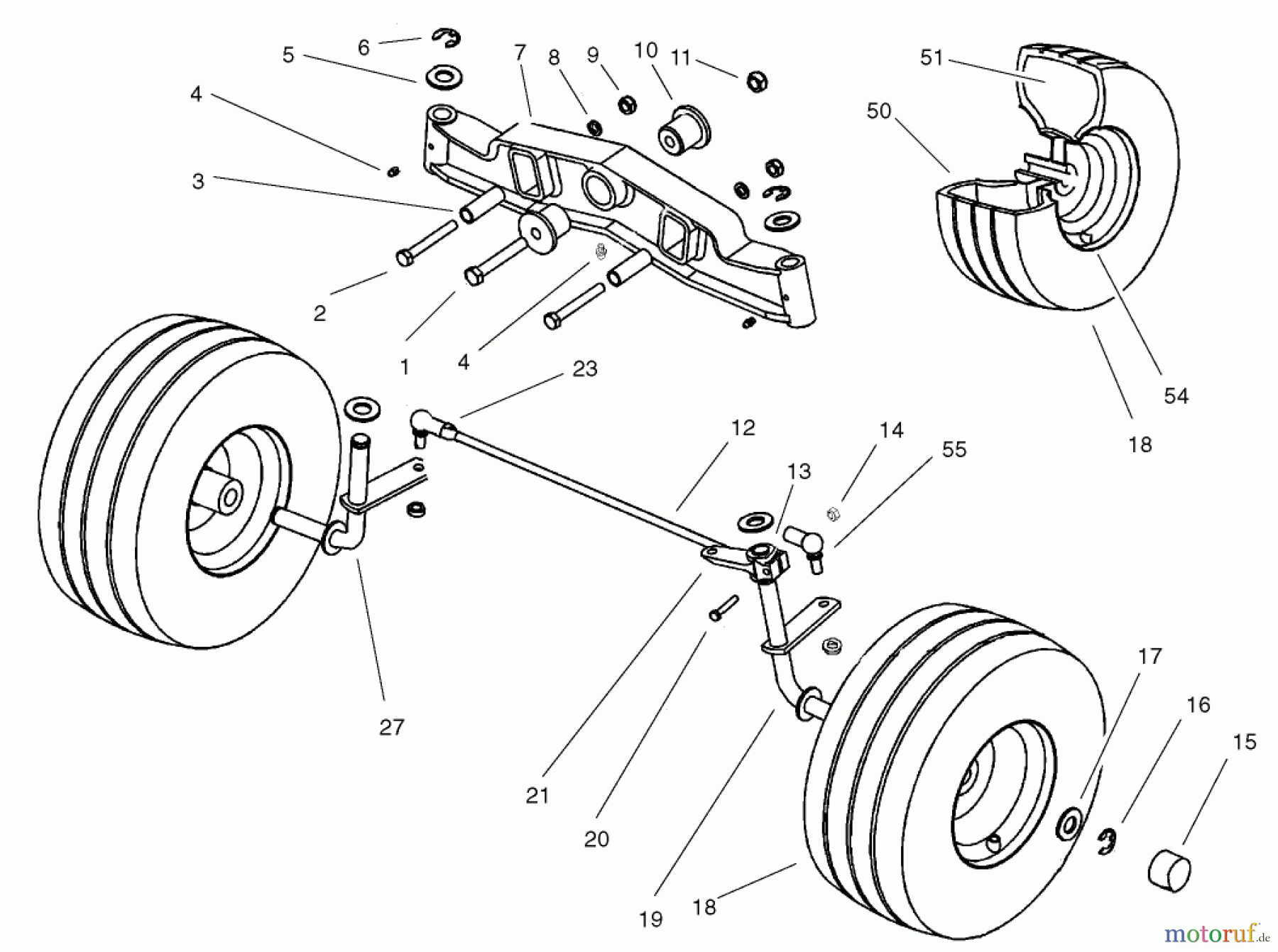  Toro Neu Mowers, Lawn & Garden Tractor Seite 1 74570 (170-DH) - Toro 170-DH Lawn Tractor, 2001 (210000001-210999999) FRONT AXLE ASSEMBLY