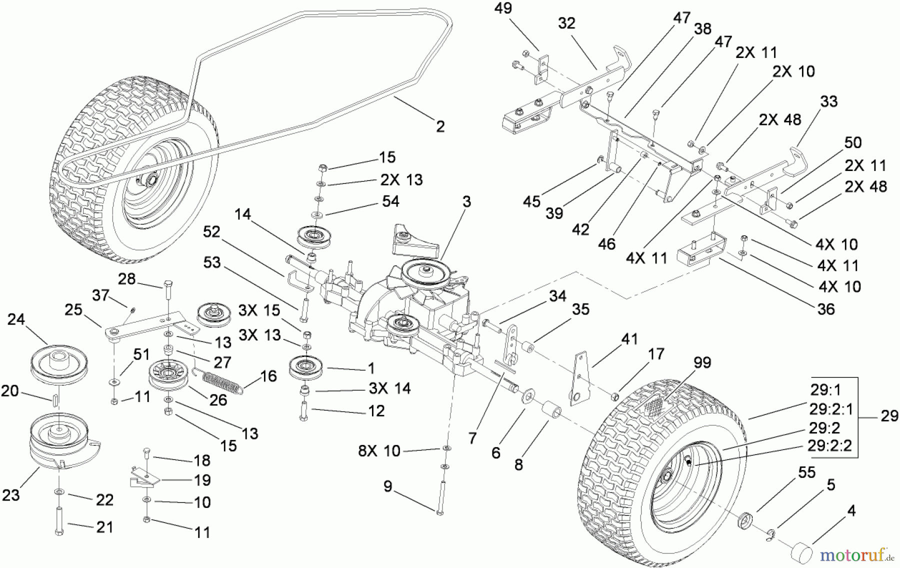  Toro Neu Mowers, Lawn & Garden Tractor Seite 1 74573 (DH 200) - Toro DH 200 Lawn Tractor, 2009 (290000001-290000480) TRANSMISSION DRIVE ASSEMBLY
