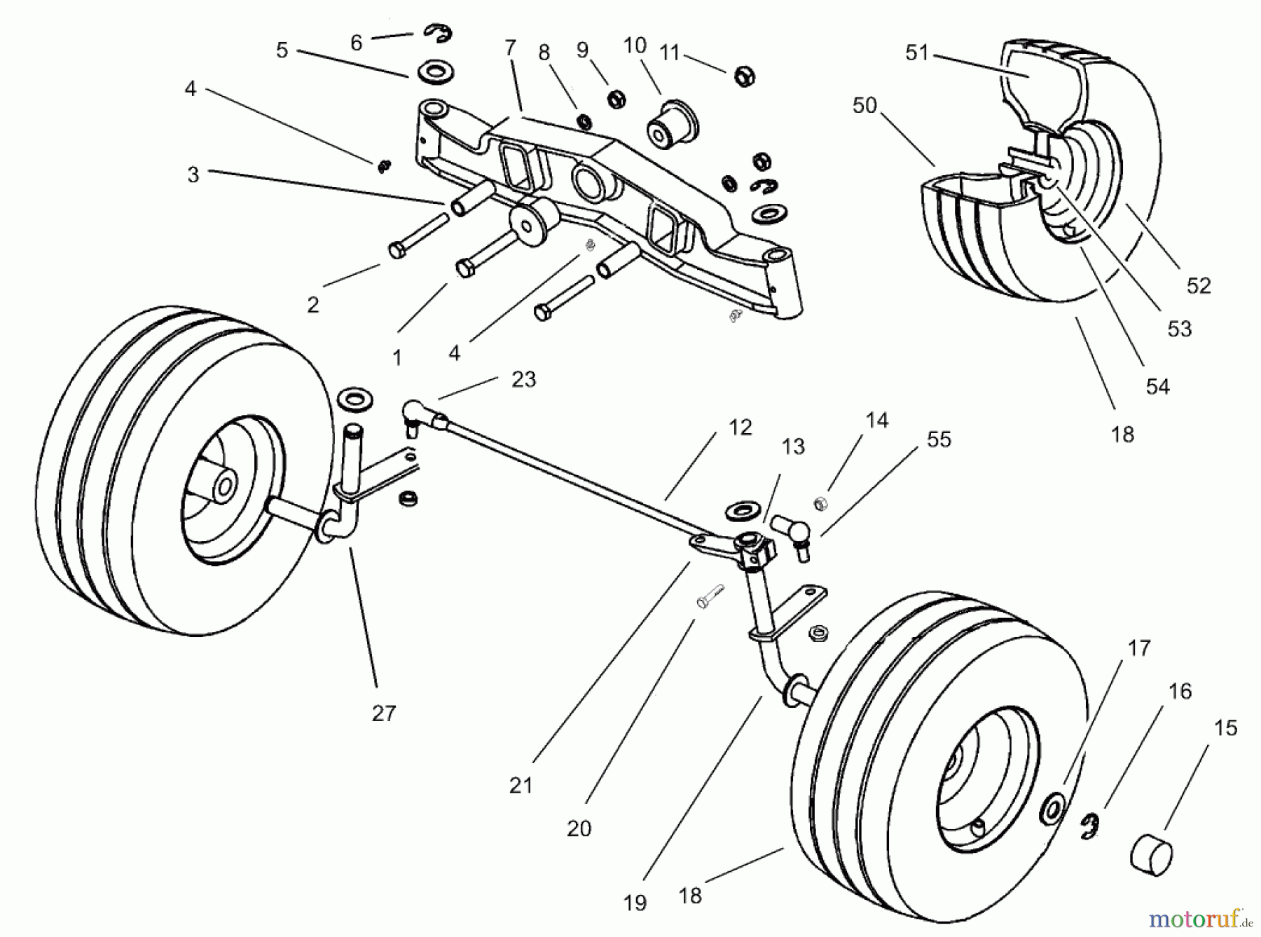  Toro Neu Mowers, Lawn & Garden Tractor Seite 1 74590 (190-DH) - Toro 190-DH Lawn Tractor, 2000 (200000001-200999999) FRONT AXLE ASSEMBLY