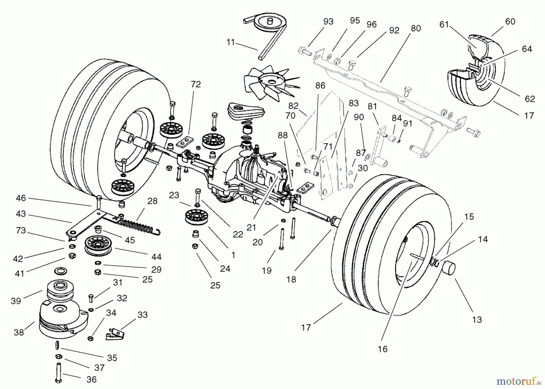  Toro Neu Mowers, Lawn & Garden Tractor Seite 1 74590 (190-DH) - Toro 190-DH Lawn Tractor, 2001 (210000001-210999999) TRANSMISSION DRIVE ASSEMBLY