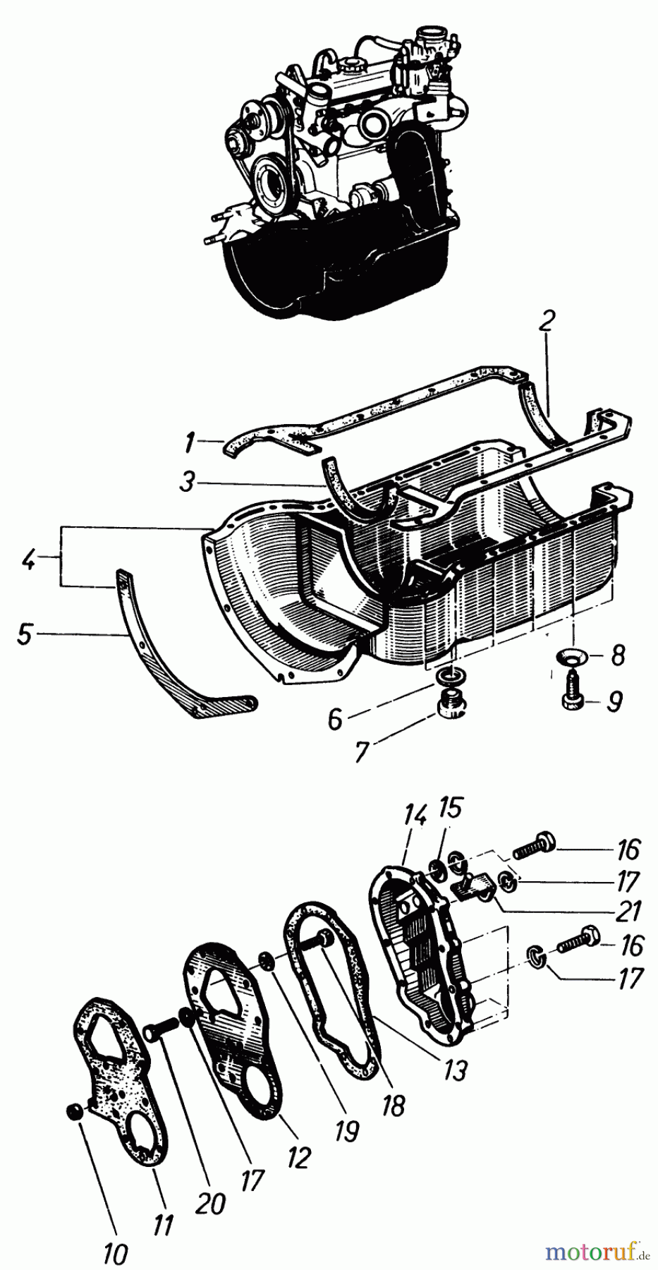  Toro Neu Mowers, Lawn & Garden Tractor Seite 2 91-20RG01 (D-250) - Toro D-250 10-Speed Tractor, 1980 OIL PAN AND TIMING CHAIN COVER