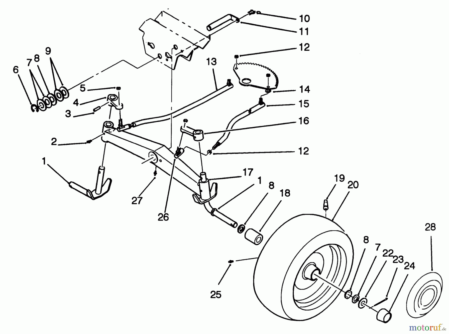  Toro Neu Mowers, Lawn & Garden Tractor Seite 2 R2-16BE01 (246-H) - Toro 246-H Yard Tractor, 1992 (2000001-2999999) FRONT AXLE ASSEMBLY