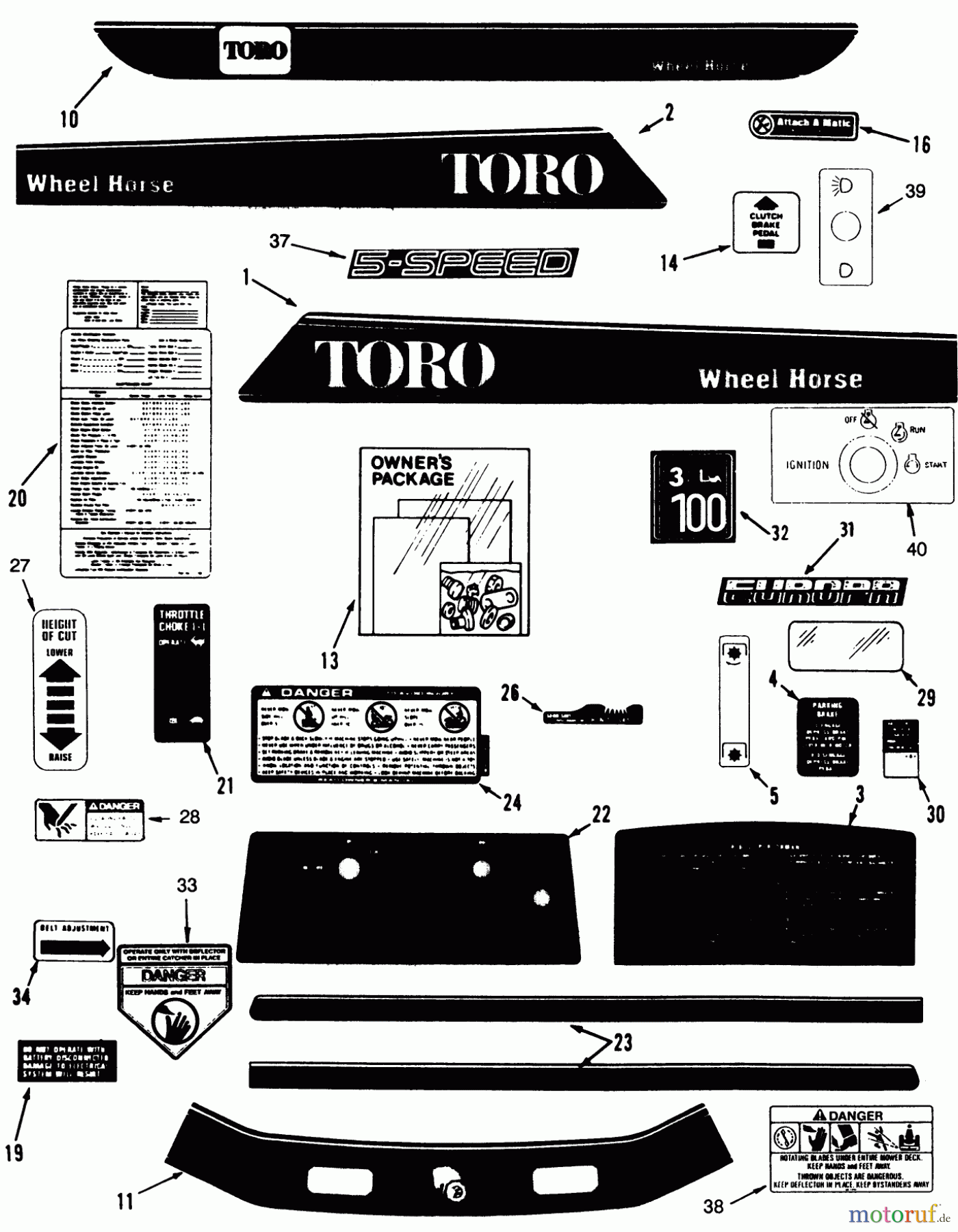  Toro Neu Mowers, Lawn & Garden Tractor Seite 2 S2-12B502 (212-5SB) - Toro 212-5SB Tractor, 1991 (1000001-1999999) DECALS