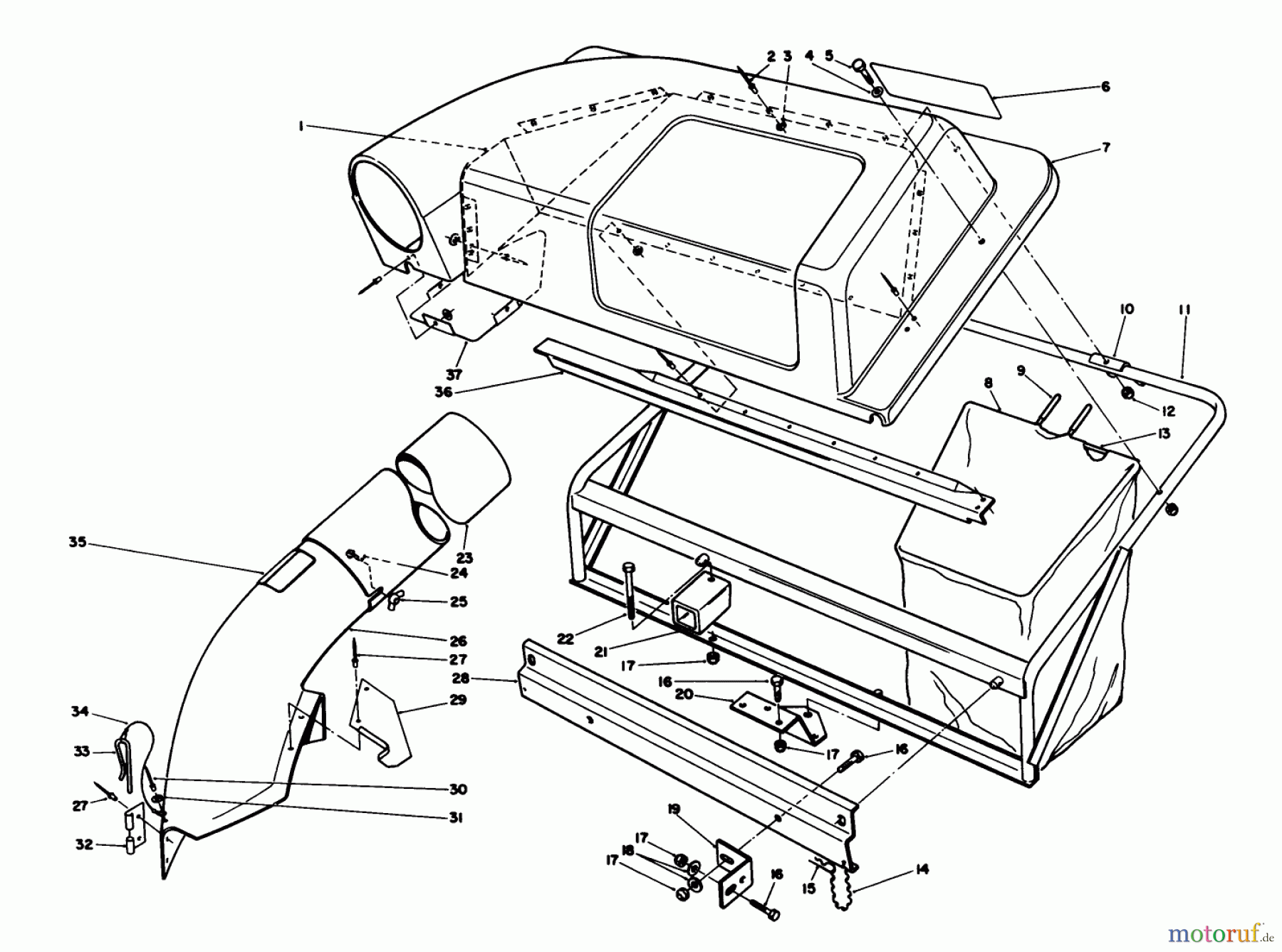  Toro Neu Mowers, Rear-Engine Rider 56175 (12-32) - Toro 12-32 Rear Engine Rider, 1988 (8000001-8999999) TWIN BAGGER GRASS CATCHER MODEL NO. 59122 (OPTIONAL)