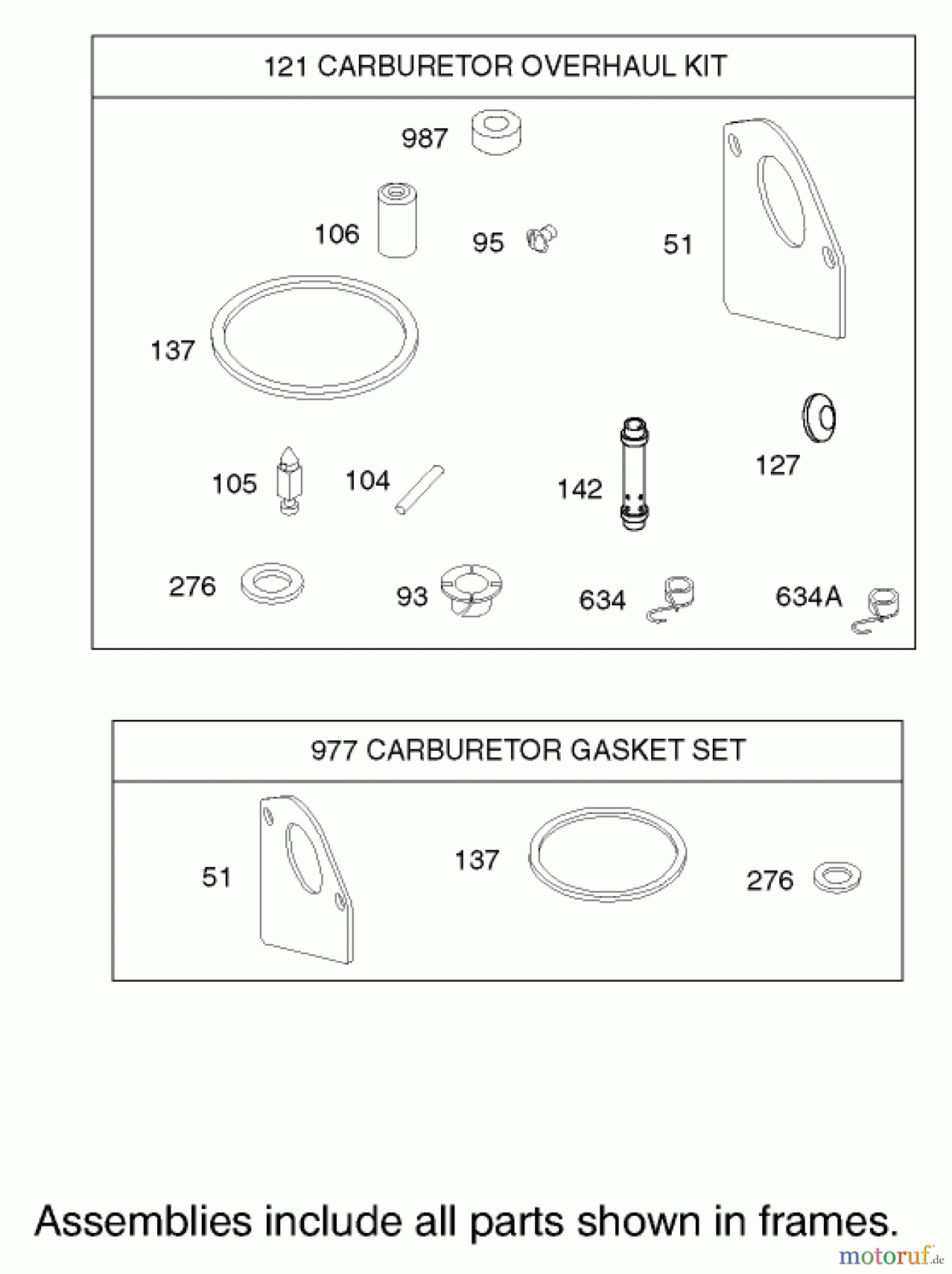  Toro Neu Mowers, Rear-Engine Rider 70125 (13-32G) - Toro 13-32G Rear Engine Rider, 2002 (220000001-220999999) CARBURETOR OVERHAUL KIT ASSEMBLY ENGINE BRIGGS AND STRATTON MODEL 28M707-1127-E1