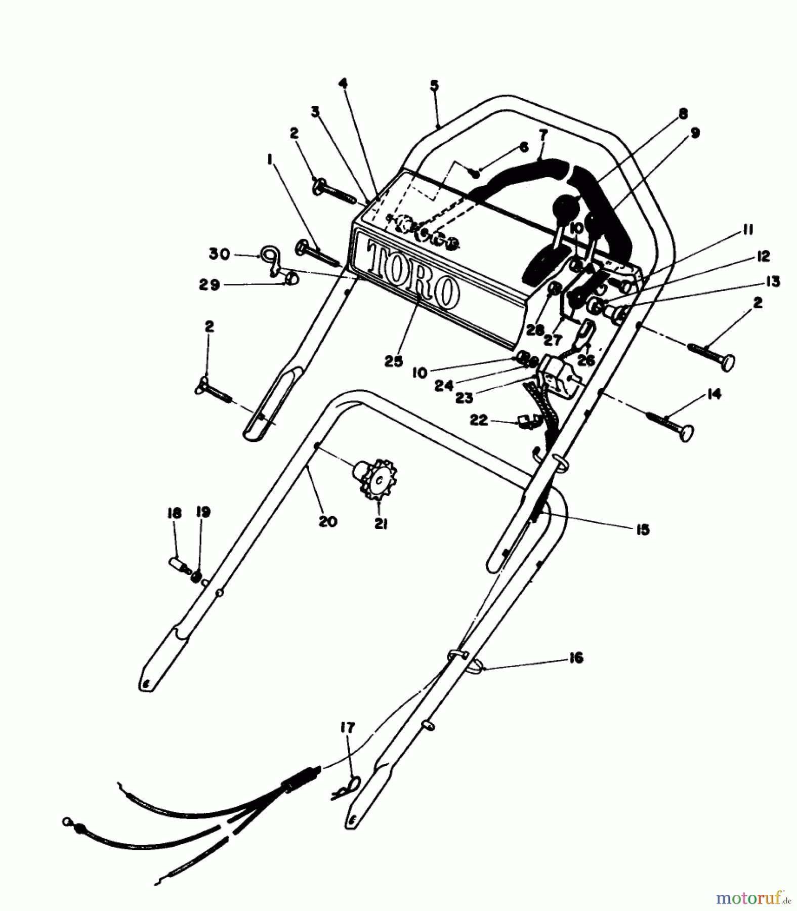  Toro Neu Mowers, Walk-Behind Seite 1 16212 - Toro Lawnmower, 1984 (4000001-4999999) HANDLE ASSEMBLY