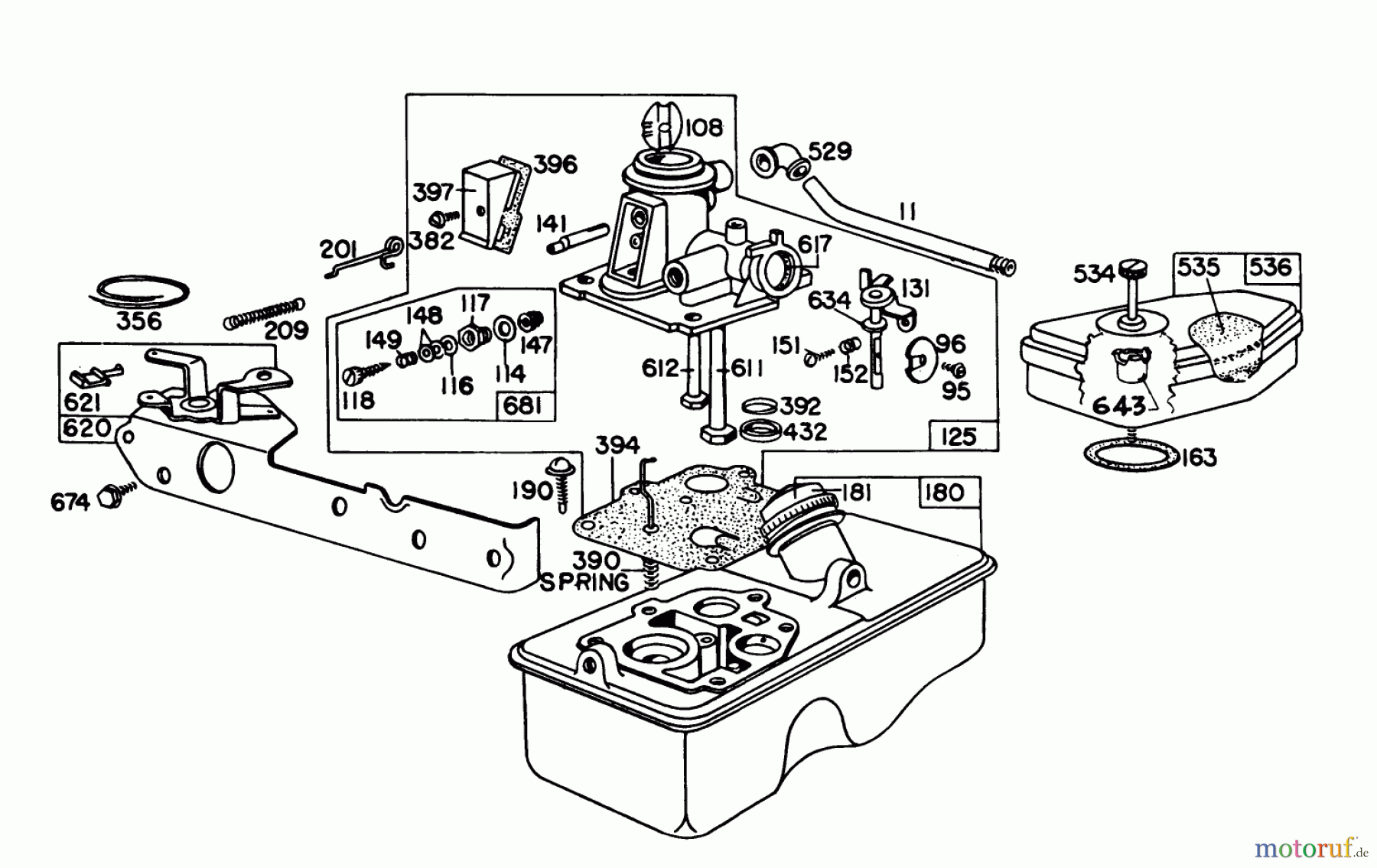  Toro Neu Mowers, Walk-Behind Seite 1 16300 - Toro Lawnmower, 1979 (9000001-9999999) BRIGGS & STRATTON CARBURETOR ASSEMBLY MODEL 92908-1931-02 FOR 21