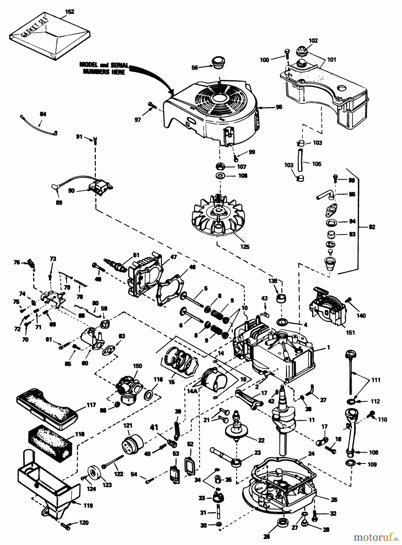  Toro Neu Mowers, Walk-Behind Seite 1 16340C - Toro Lawnmower, 1985 (5000001-5999999) ENGINE TECUMSEH MODEL NO. TVS90-43327D