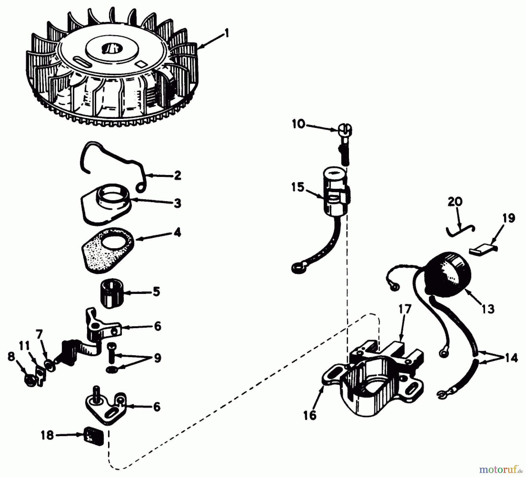  Toro Neu Mowers, Walk-Behind Seite 1 19400 - Toro Guardian Lawnmower, 1976 (6000001-6999999) MAGNETO NO. 610793