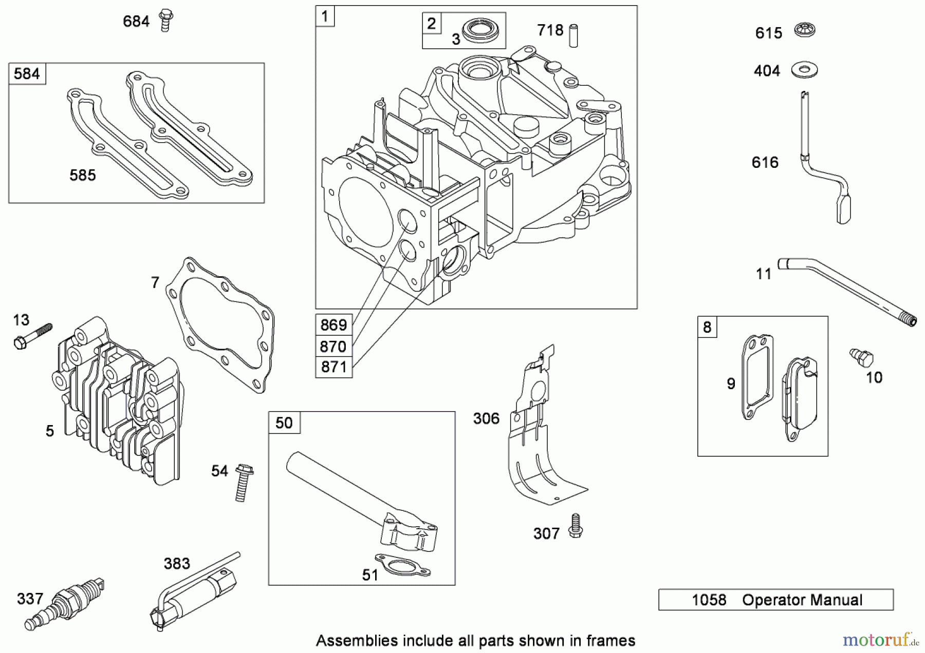  Toro Neu Mowers, Walk-Behind Seite 1 20091C - Toro Super Recycler Lawn Mower, 2008 (280000001-280999999) CYLINDER ASSEMBLY BRIGGS AND STRATTON 126T02-0236-B1