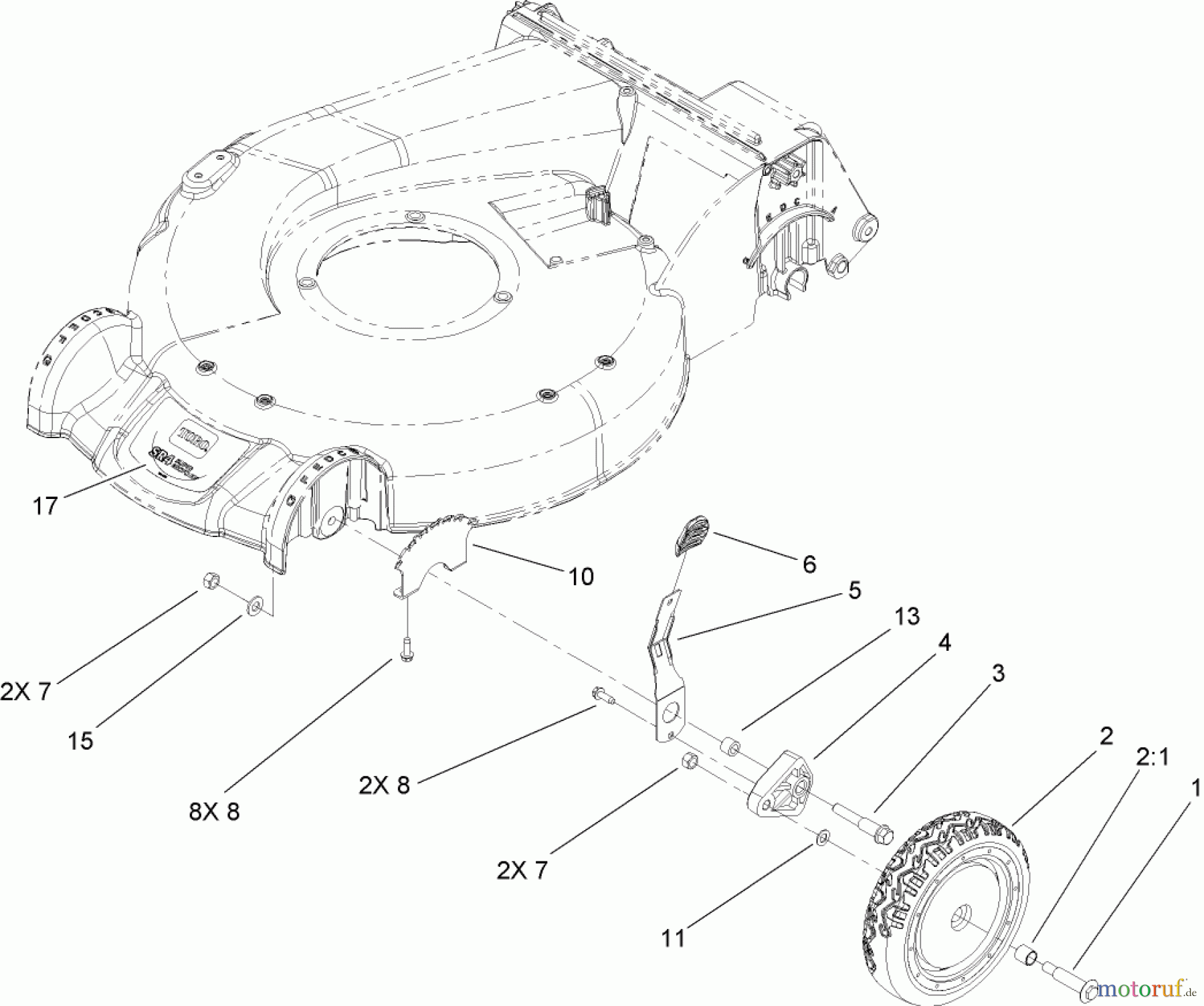  Toro Neu Mowers, Walk-Behind Seite 1 20093 - Toro Super Recycler Lawn Mower, 2008 (280000001-280999999) HEIGHT-OF-CUT ASSEMBLY