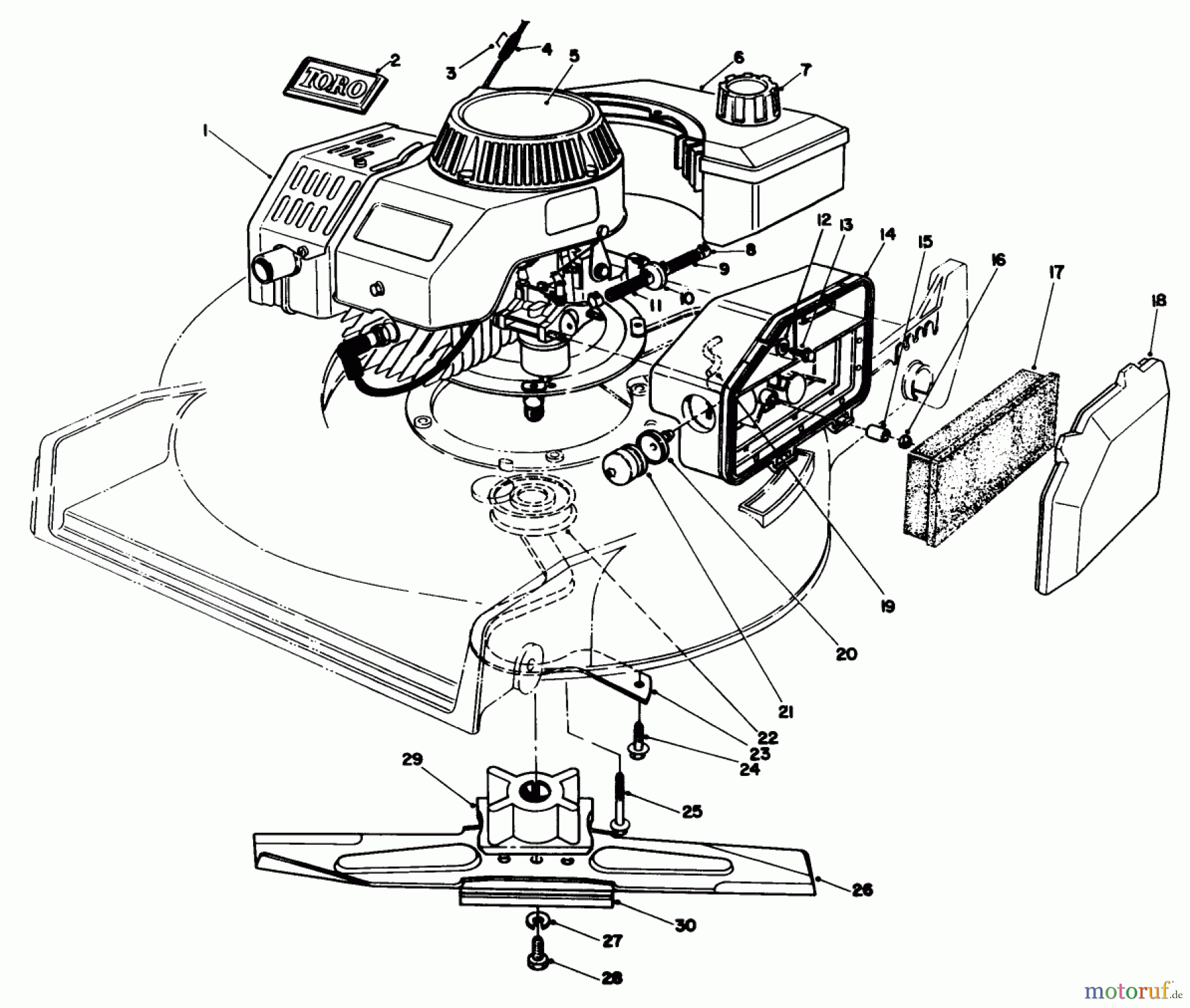  Toro Neu Mowers, Walk-Behind Seite 1 20321 - Toro Lawnmower, 1992 (2000001-2999999) ENGINE ASSEMBLY