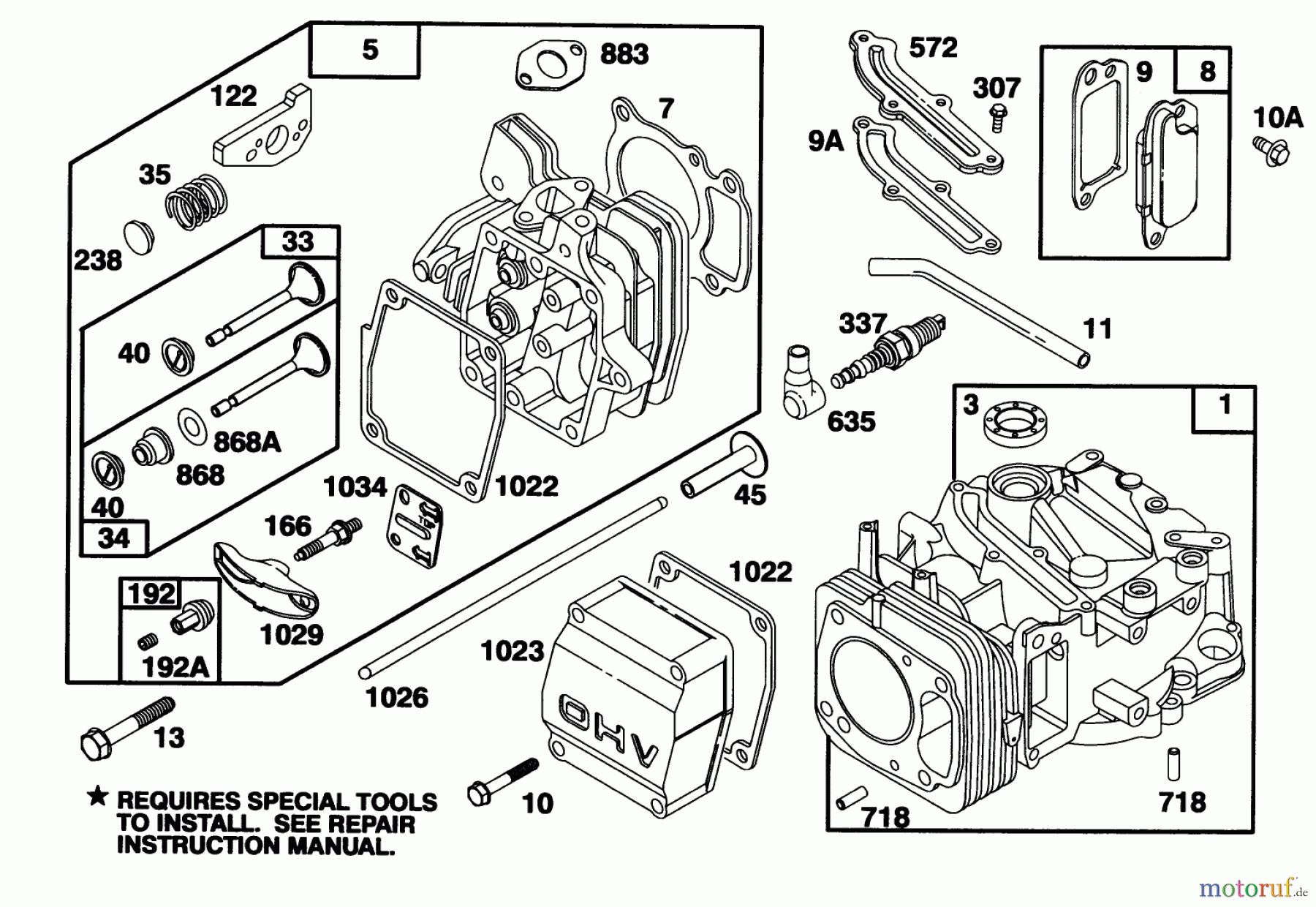  Toro Neu Mowers, Walk-Behind Seite 1 20464 - Toro Super Recycler Lawnmower, 1995 (5900001-5999999) ENGINE GTS 150 MODEL 97772-0118-02 #1