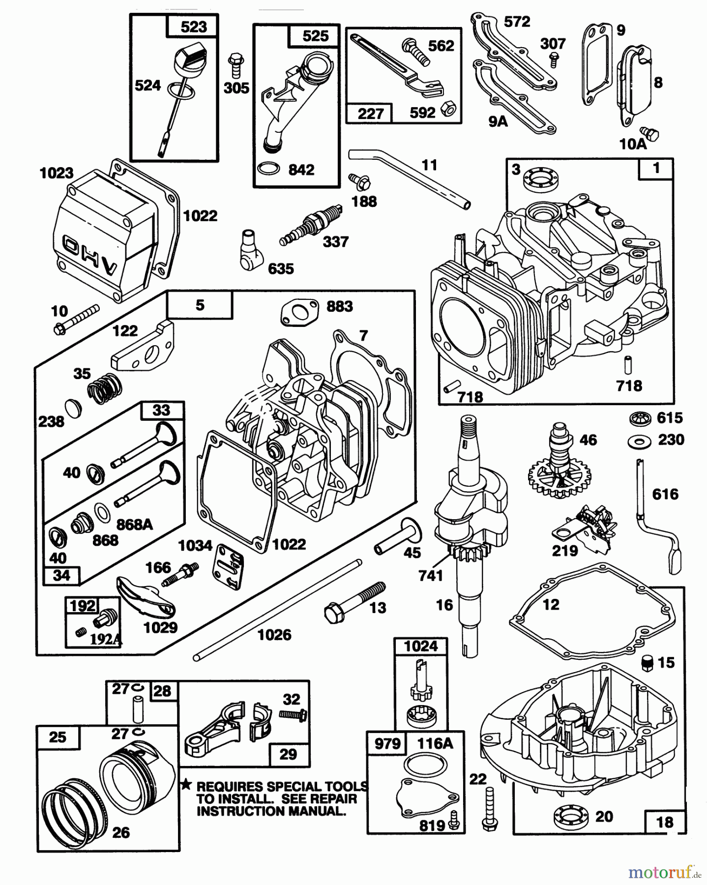 Toro Neu Mowers, Walk-Behind Seite 1 20465 - Toro Super Recycler Lawnmower, 1995 (5900001-5999999) ENGINE GTS-150 (MODEL NO. 20465 ONLY)(MODEL NO. 97772-0110-02) #1