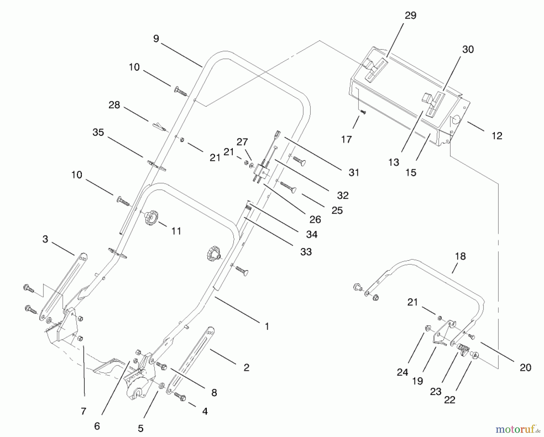  Toro Neu Mowers, Walk-Behind Seite 1 20478 - Toro Super Recycler Lawnmower, 1997 (7900001-7999999) HANDLE ASSEMBLY