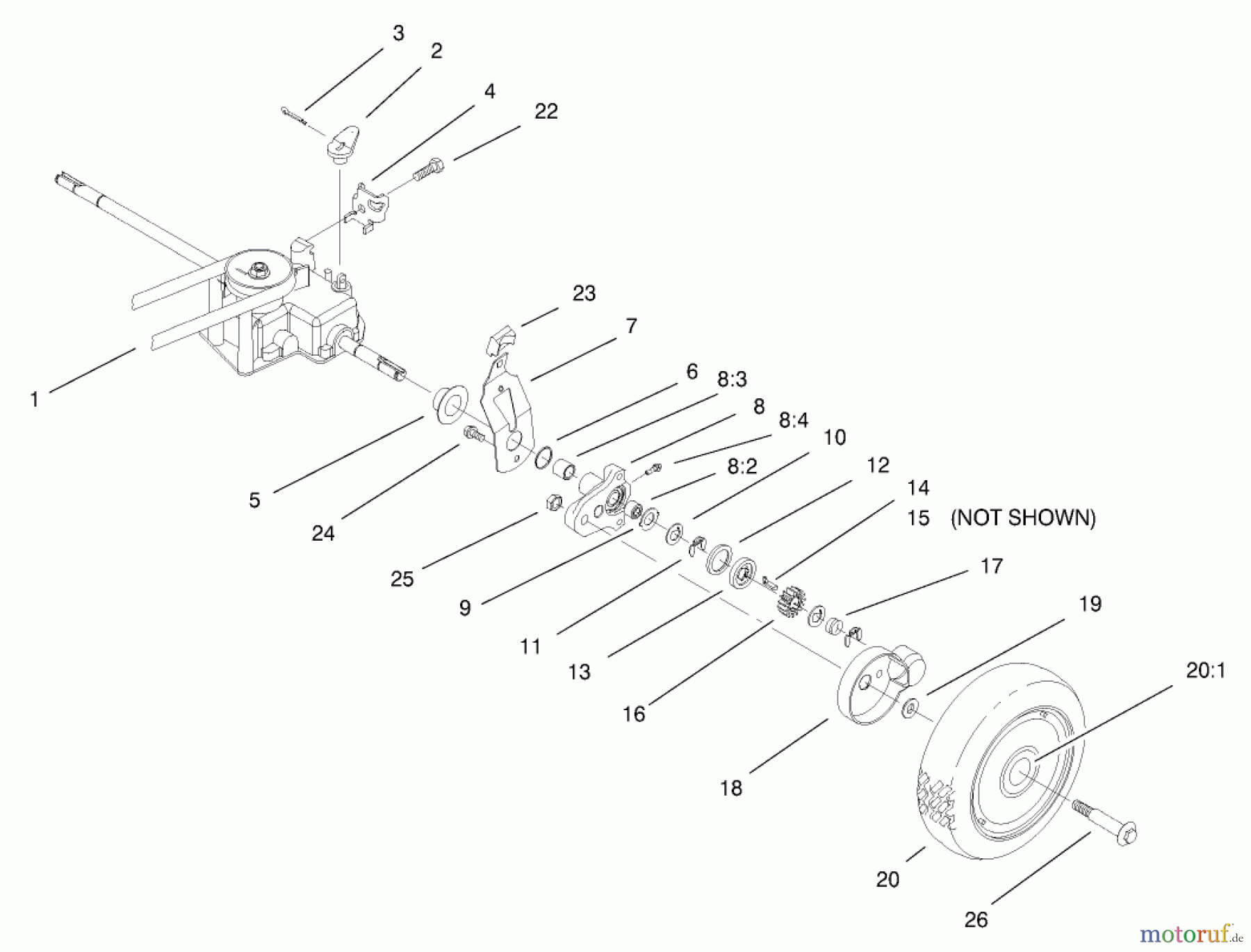  Toro Neu Mowers, Walk-Behind Seite 1 20487 (SR-21OSBB) - Toro Super Recycler Mower, SR-21OSBB, 2000 (200000001-200999999) REAR AXLE ASSEMBLY