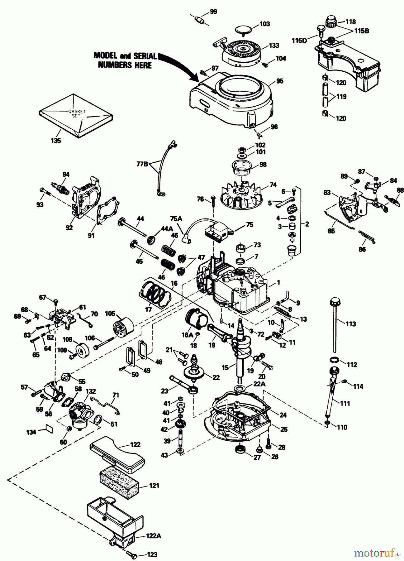 Toro Neu Mowers, Walk-Behind Seite 1 20611 - Toro Lawnmower, 1989 (9000001-9999999) ENGINE MODEL NO. TVS100-44015B