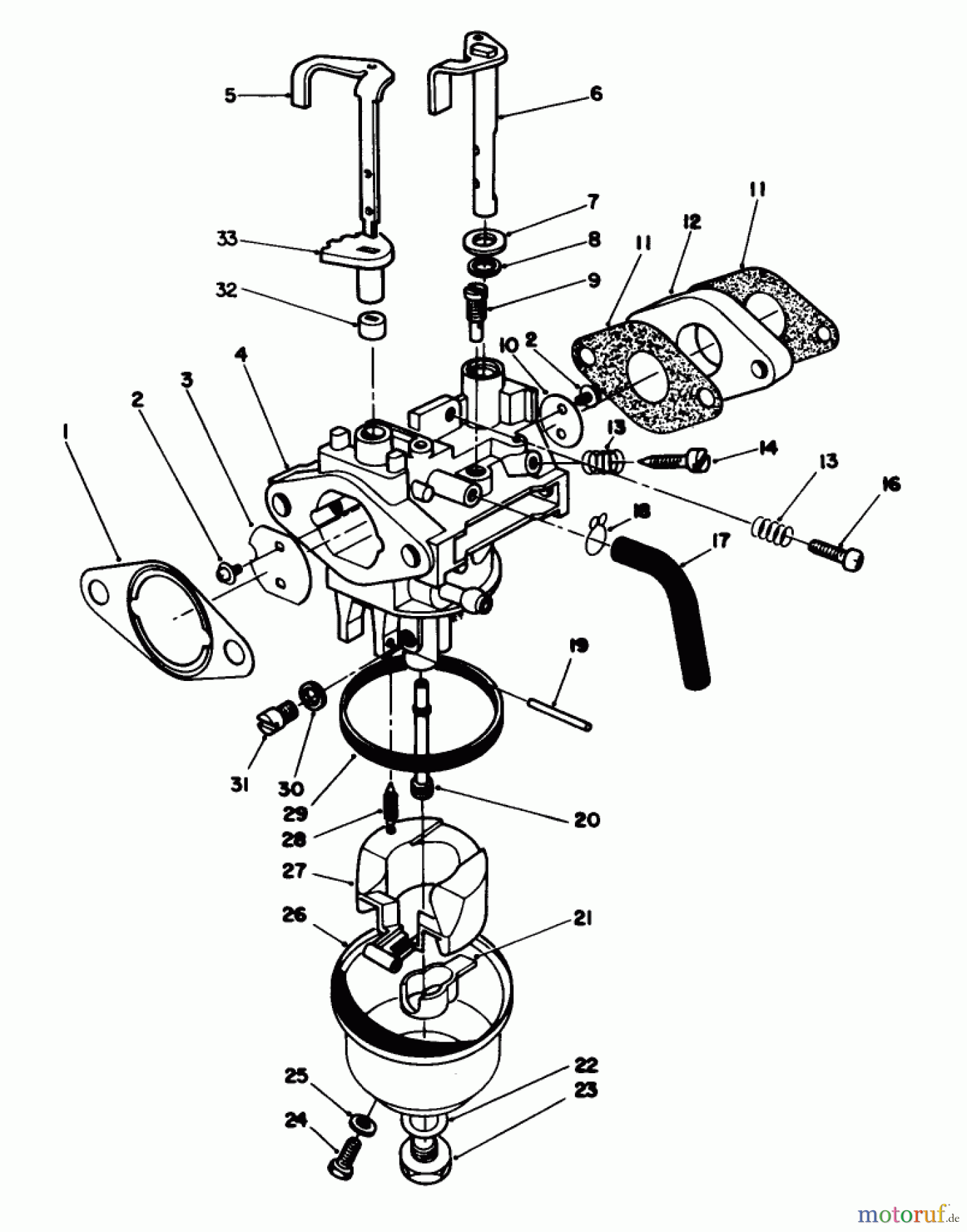 Toro Neu Mowers, Walk-Behind Seite 1 20620 - Toro Lawnmower, 1988 (8000001-8999999) CARBURETOR ASSEMBLY (MODEL NO. VMH7)