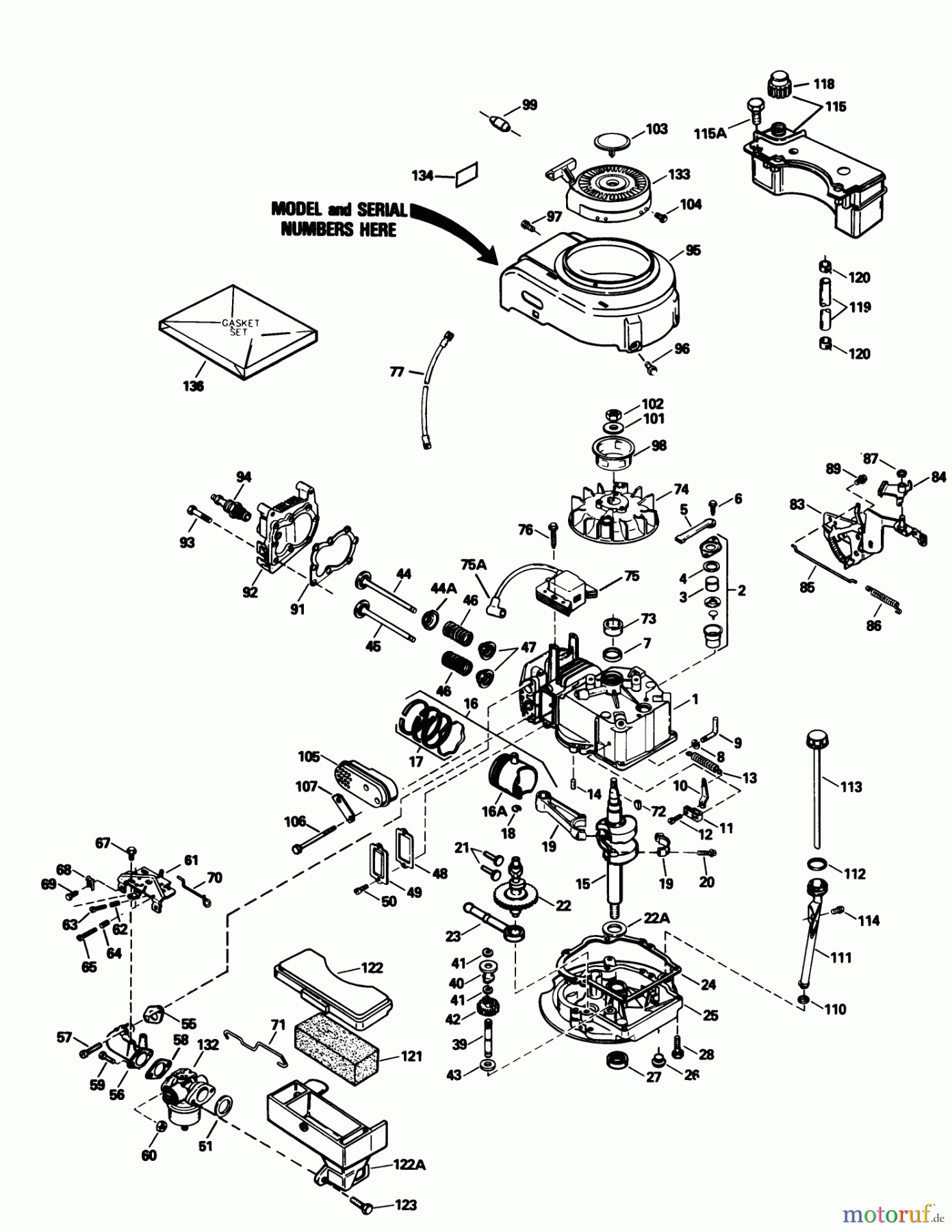  Toro Neu Mowers, Walk-Behind Seite 1 20631 - Toro Lawnmower, 1988 (8000001-8999999) ENGINE TECUMSEH MODEL NO. TVS105-53108F