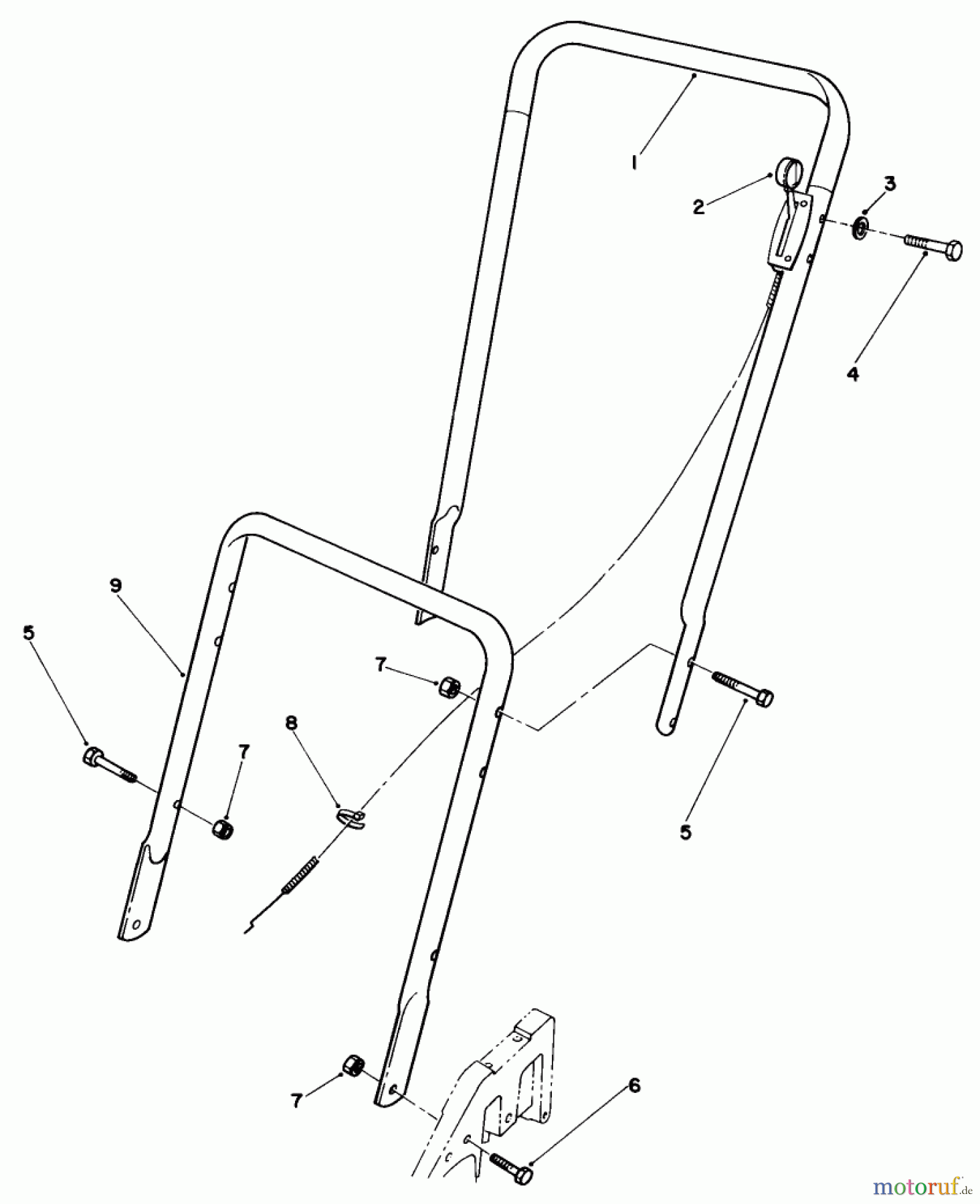 Toro Neu Mowers, Walk-Behind Seite 2 22025 - Toro Lawnmower, 1988 (8000001-8999999) HANDLE ASSEMBLY