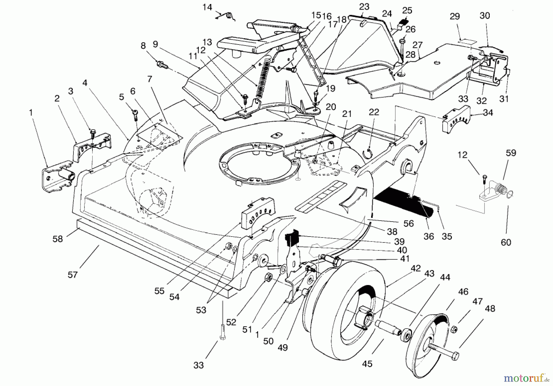  Toro Neu Mowers, Walk-Behind Seite 2 22038 - Toro Rear Bagger Mower, 1998 (8900001-8999999) HOUSING ASSEMBLY