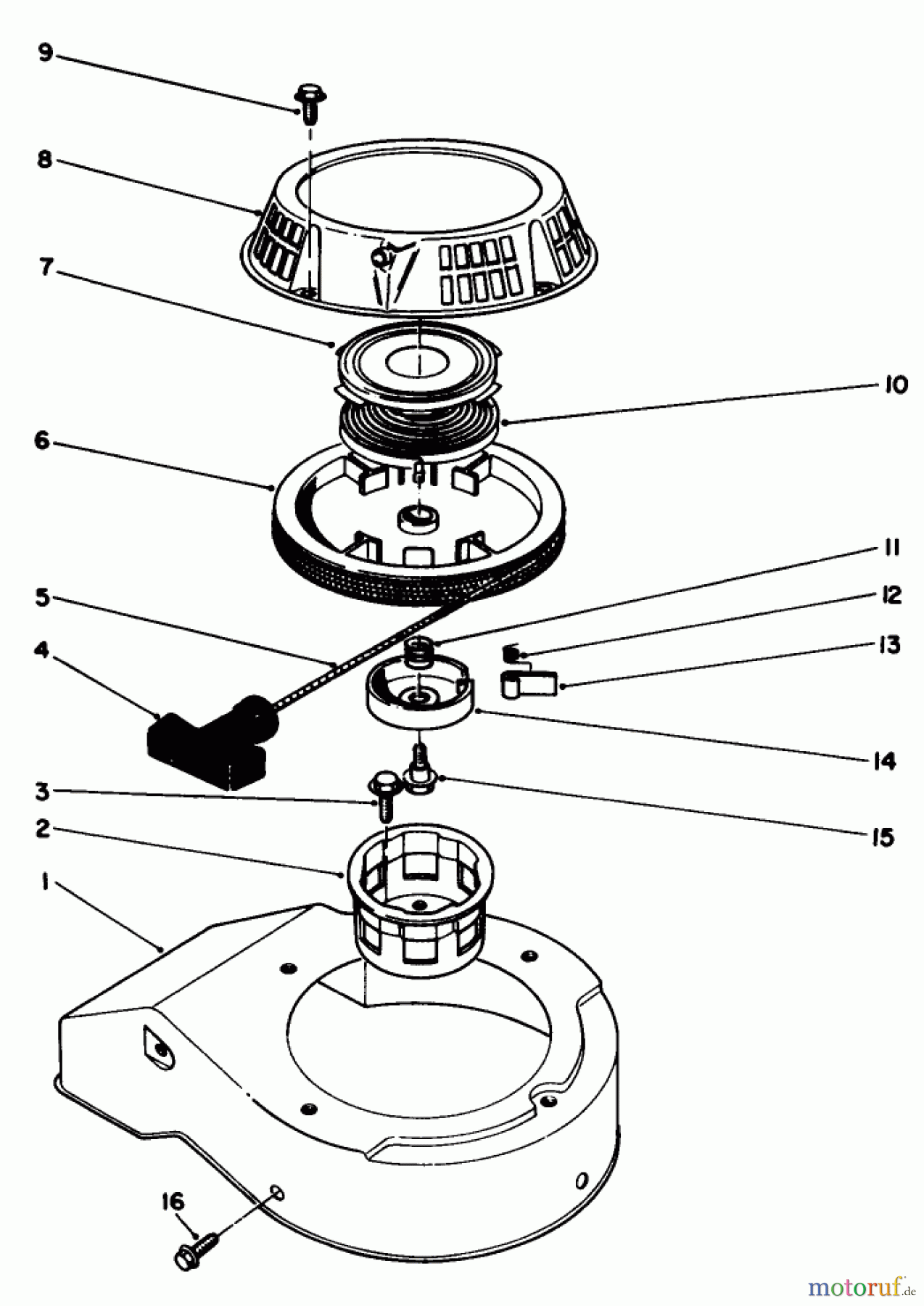 Toro Neu Mowers, Walk-Behind Seite 2 22043 - Toro Lawnmower, 1993 (3900001-3900964) RECOIL ASSEMBLY (MODEL NO. 47PN2-7)