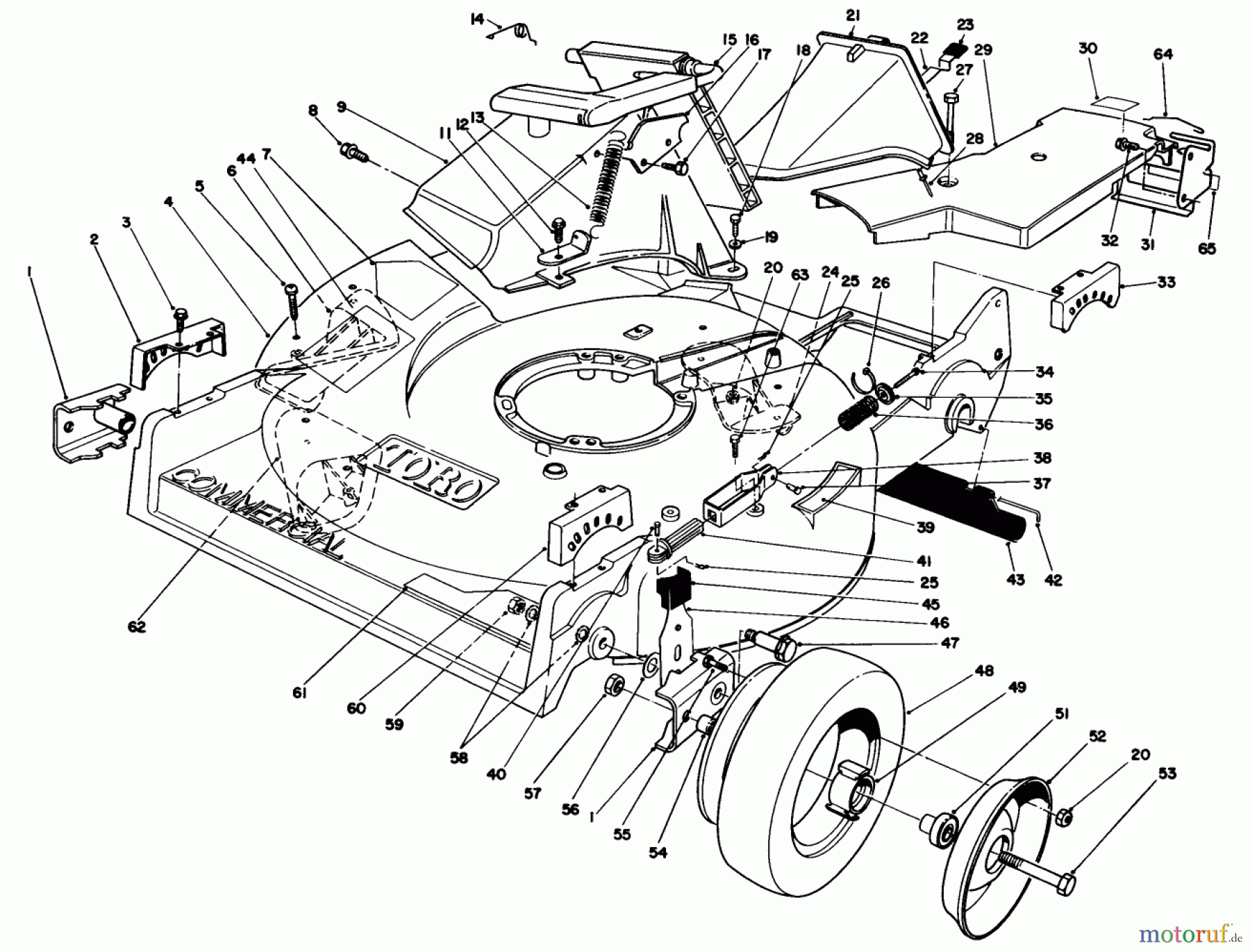  Toro Neu Mowers, Walk-Behind Seite 2 22043 - Toro Lawnmower, 1993 (3900965-3999999) HOUSING ASSEMBLY