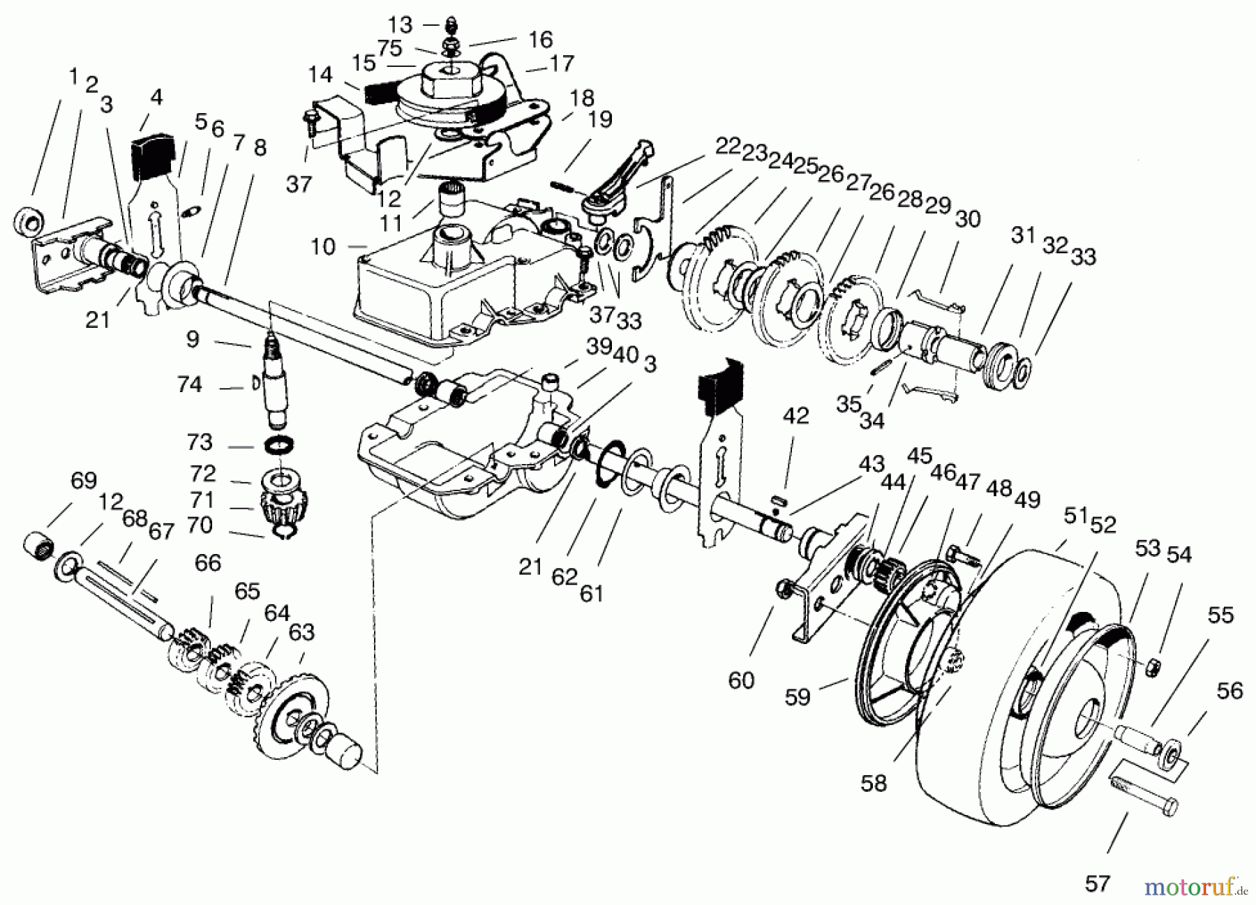  Toro Neu Mowers, Walk-Behind Seite 2 22043 - Toro Lawnmower, 1996 (6900001-6999999) GEAR CASE ASSEMBLY