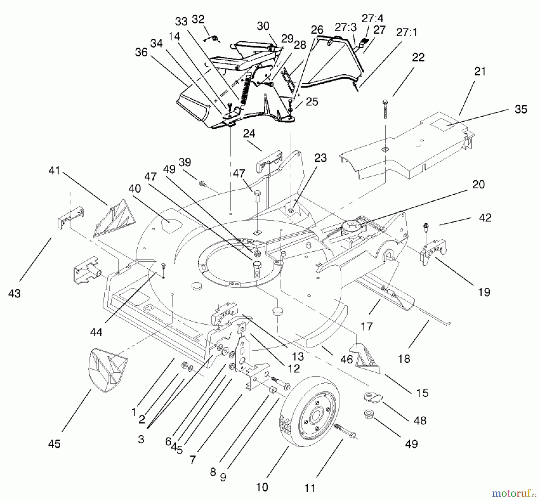  Toro Neu Mowers, Walk-Behind Seite 2 22043 - Toro Recycler Mower, 2000 (200000001-200999999) HOUSING ASSEMBLY