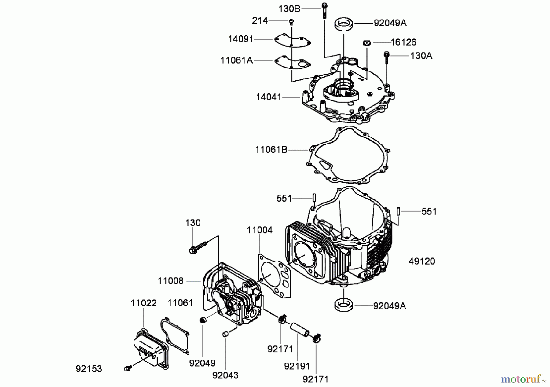 Toro Neu Mowers, Walk-Behind Seite 2 22193 (PT21) - Toro PT21 Trim Mower, 2008 (280000001-280999999) CYLINDER AND CRANKCASE ASSEMBLY KAWASAKI FJ180V-AS34