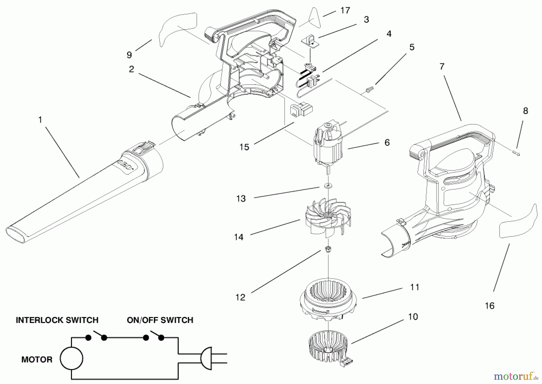Toro Neu Blowers/Vacuums/Chippers/Shredders 51549 - Toro Rake and Vac Blower, 1999 (99000001-99100000) BLOWER ASSEMBLY
