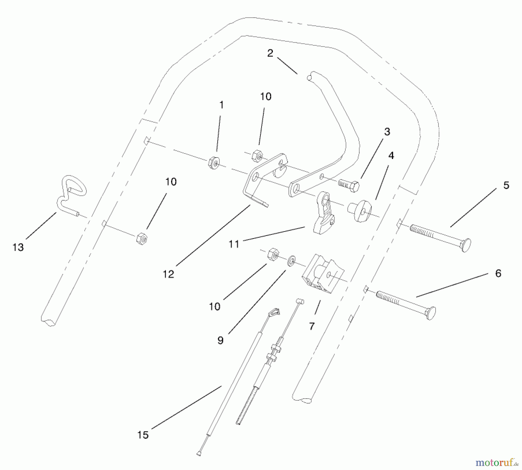  Toro Neu Mowers, Walk-Behind Seite 2 26637 - Toro Lawnmower, 1998 (8900001-8999999) HANDLE CONTROL ASSEMBLY