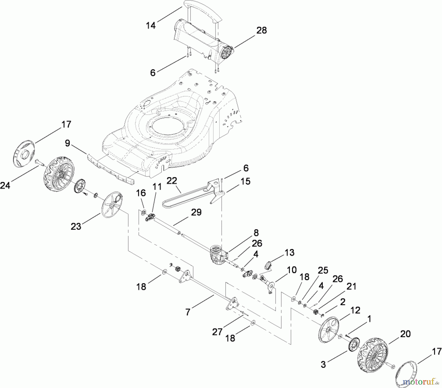  Toro Neu Mowers, Walk-Behind Seite 2 446E (R48) - Toro R48 Recycling Mower, 2009 (290000001-290999999) DRIVE ASSEMBLY