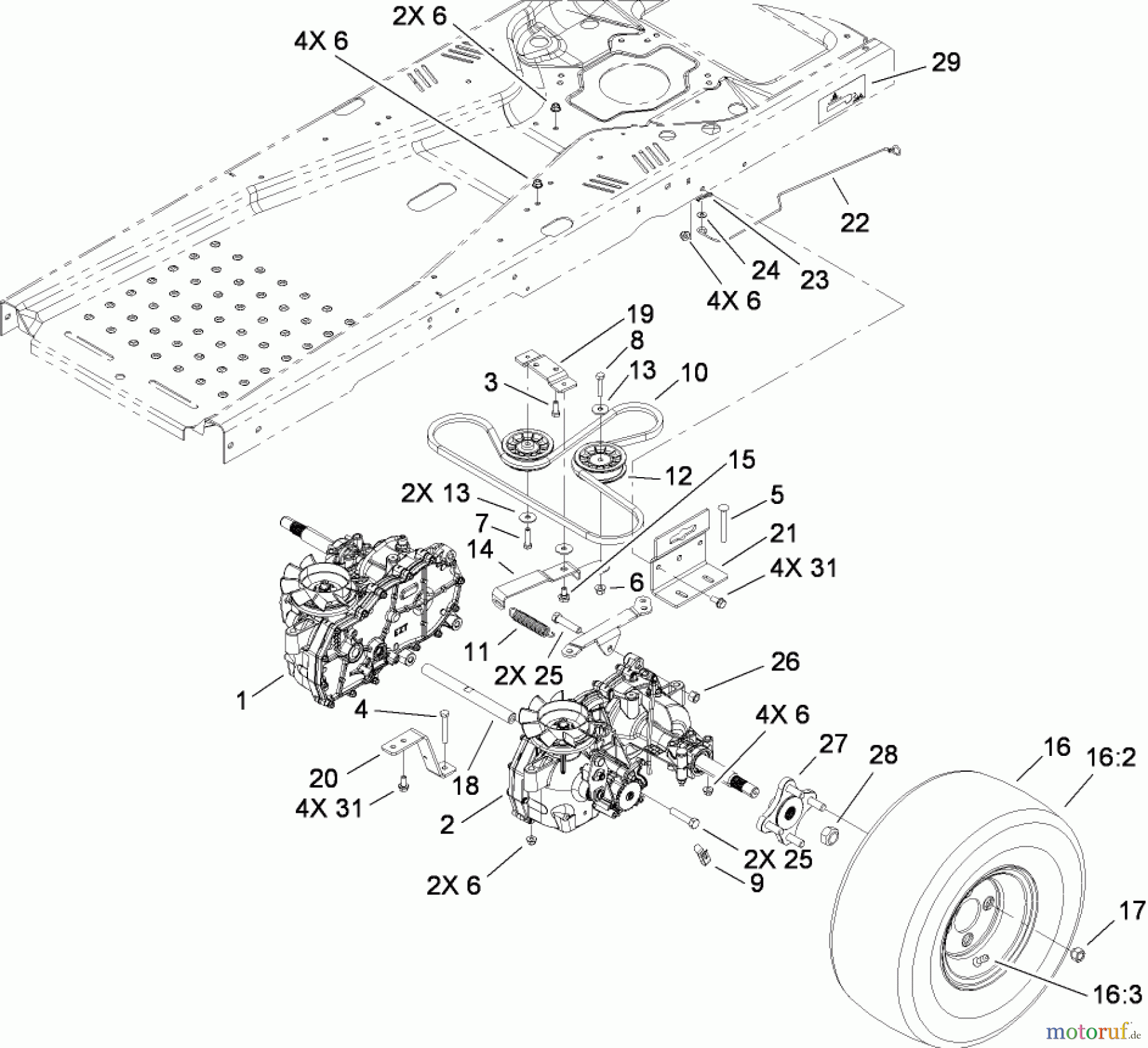 Toro Neu Mowers, Zero-Turn 136E (RZT420H) - Toro RZT420H Riding Mower, 2009 (290000001-290999999) HYDRO DRIVE ASSEMBLY