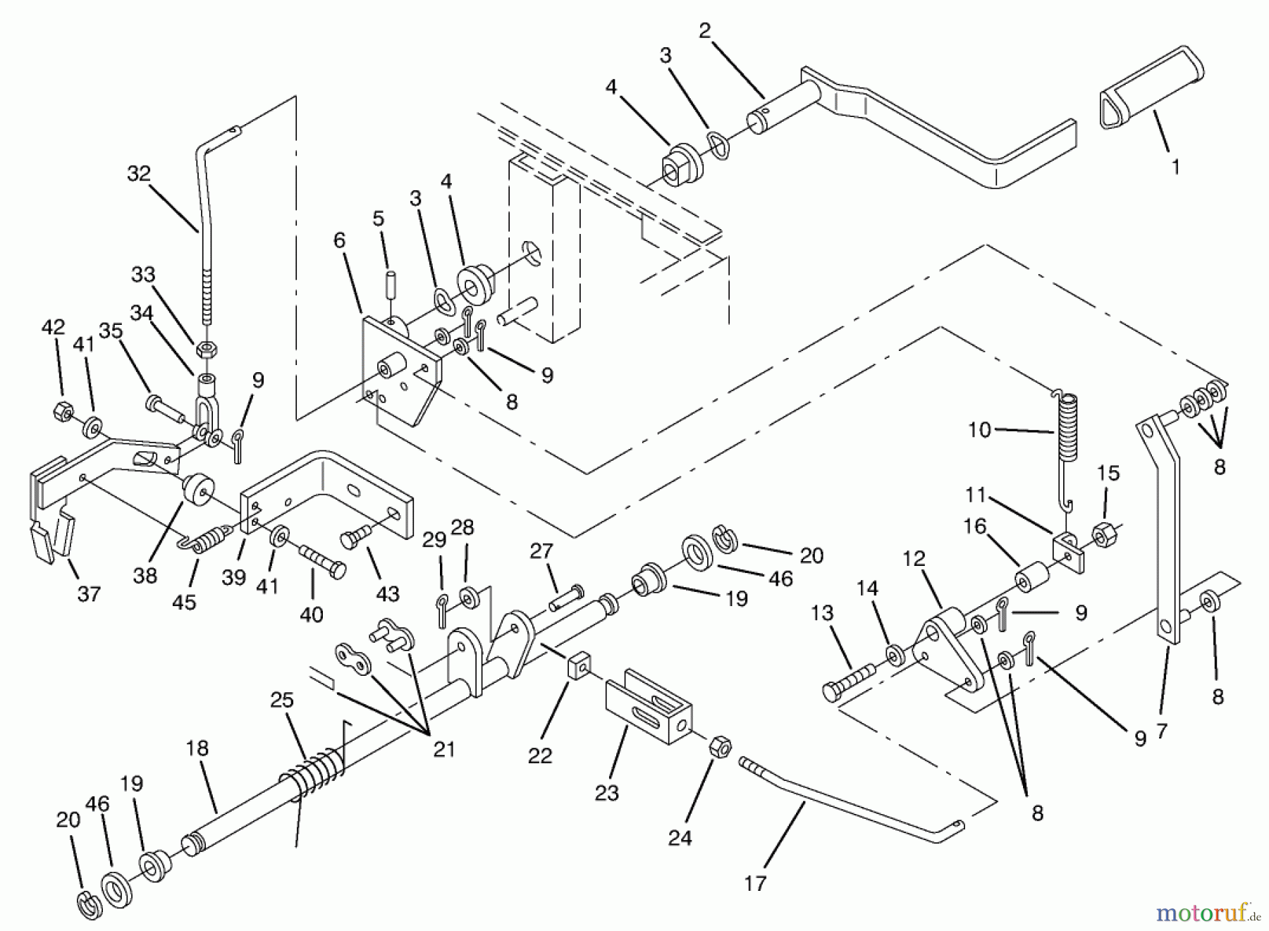 Toro Neu Mowers, Zero-Turn 74021 (616-Z) - Toro 616-Z Tractor, 1995 (590001-599999) PARKING BRAKE ASSEMBLY