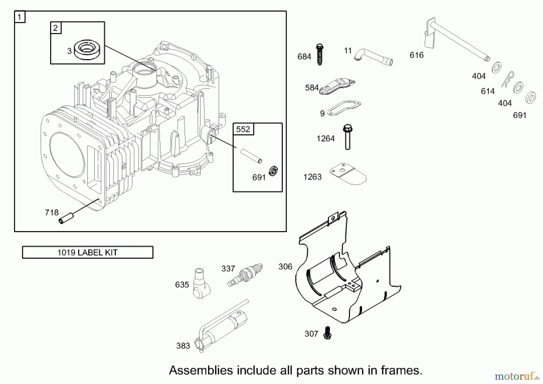 Toro Neu Mowers, Zero-Turn 74301 (14-38Z) - Toro 14-38Z TimeCutter Z Riding Mower, 2003 (230000001-230999999) CYLINDER ASSEMBLY BRIGGS AND STRATTON 280H07-0166-E1