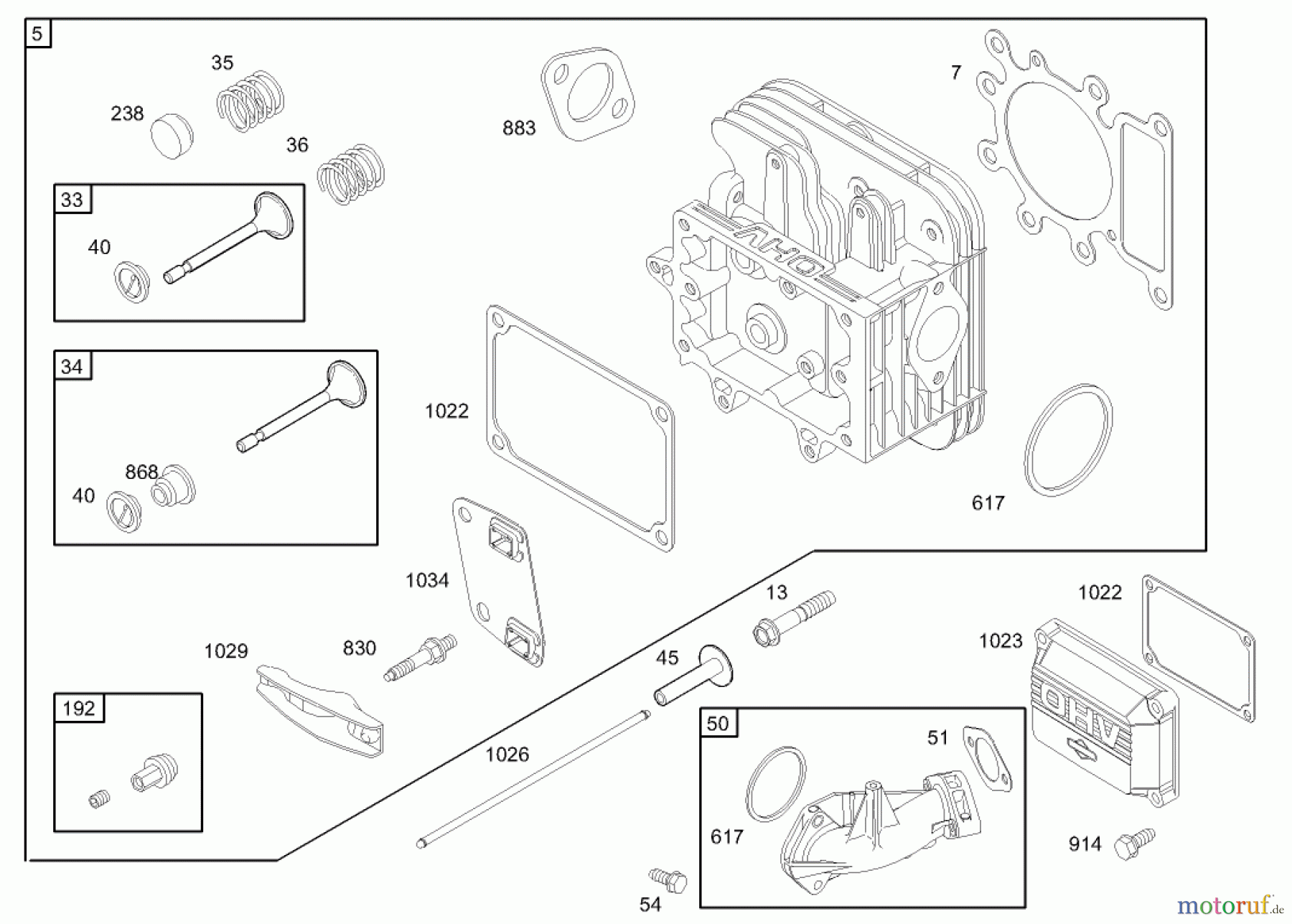 Toro Neu Mowers, Zero-Turn 74301 (14-38Z) - Toro 14-38Z TimeCutter Z Riding Mower, 2003 (230000001-230999999) CYLINDER HEAD ASSEMBLY BRIGGS AND STRATTON 280H07-0166-E1