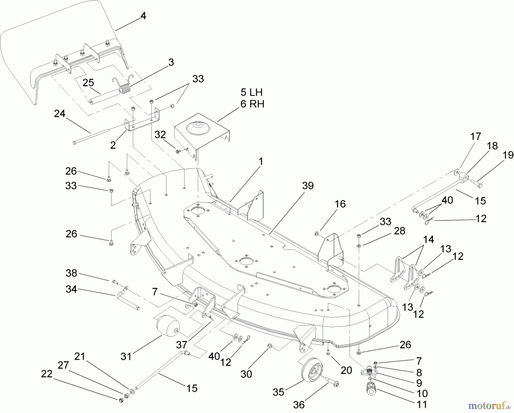  Toro Neu Mowers, Zero-Turn 74352 (Z480) - Toro TimeCutter Z480 Riding Mower, 2005 (250000001-250999999) 48 INCH DECK ASSEMBLY