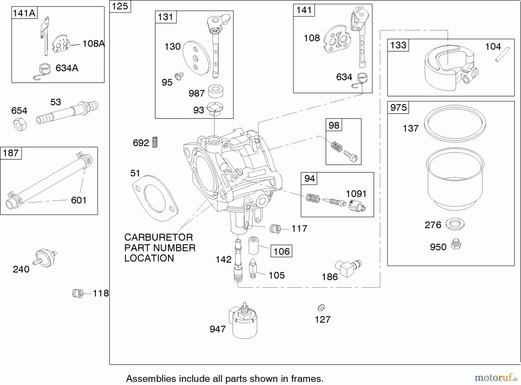  Toro Neu Mowers, Zero-Turn 74353 (Z480) - Toro TimeCutter Z480 Riding Mower, 2006 (260000001-260999999) CARBURETOR ASSEMBLY BRIGGS AND STRATTON 31H777-0168-E1