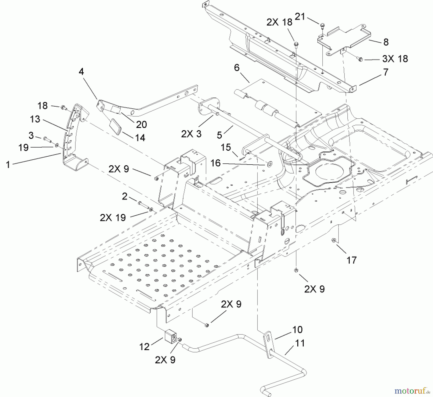  Toro Neu Mowers, Zero-Turn 74360 (Z4200) - Toro TimeCutter Z4200 Riding Mower, 2007 (270000001-270999999) DECK LIFT AND SEAT SUPPORT ASSEMBLY