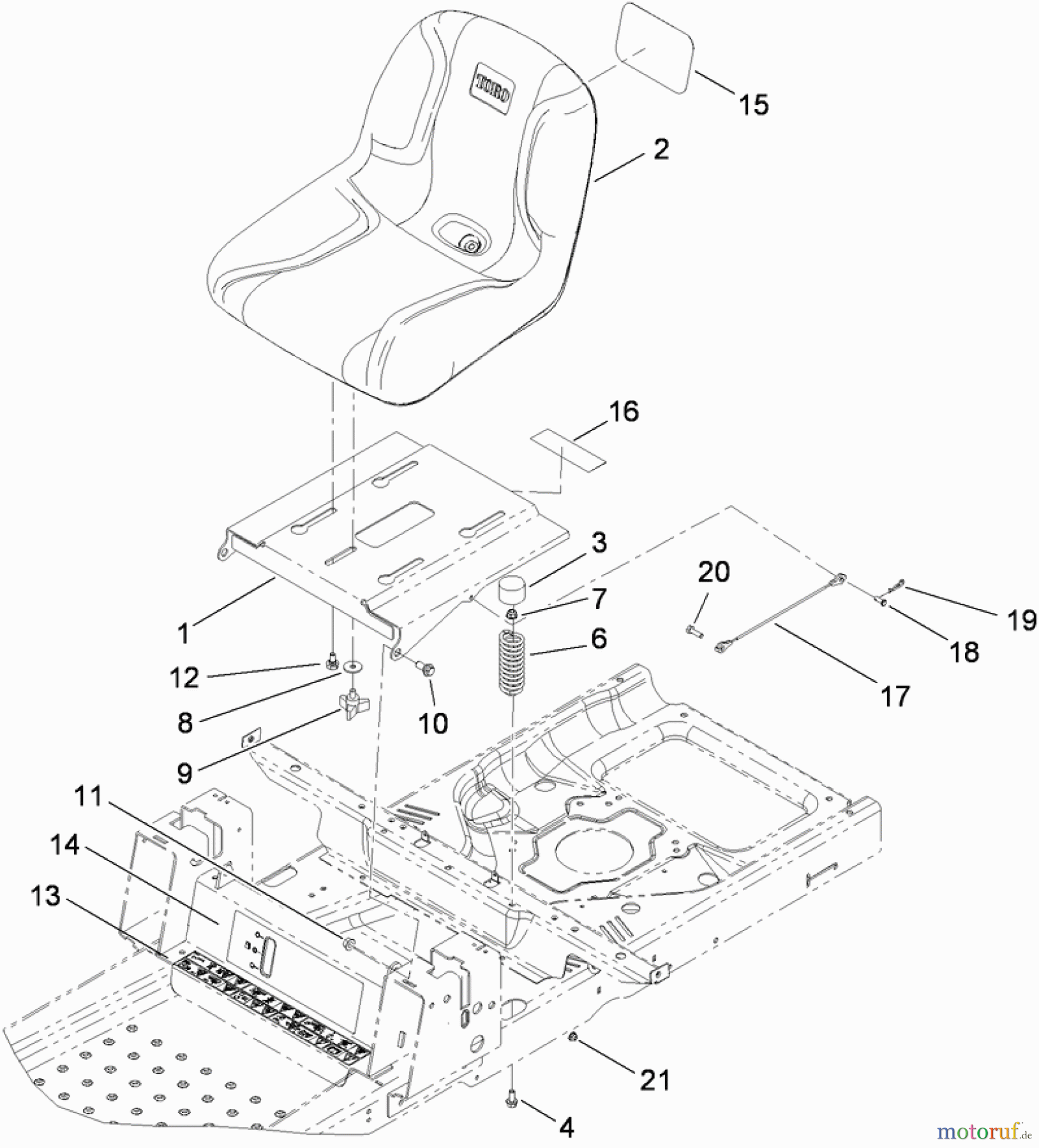 Toro Neu Mowers, Zero-Turn 74360 (Z4200) - Toro TimeCutter Z4200 Riding Mower, 2009 (290000001-290001198) SEAT ASSEMBLY