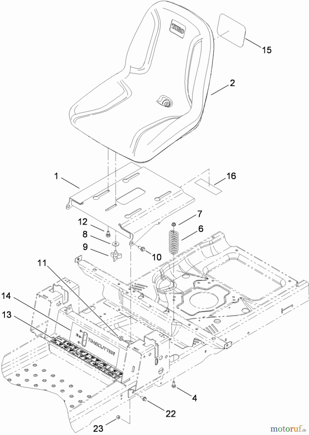  Toro Neu Mowers, Zero-Turn 74365 (Z4235) - Toro TimeCutter Z4235 Riding Mower, 2010 (310000001-310999999) SEAT ASSEMBLY