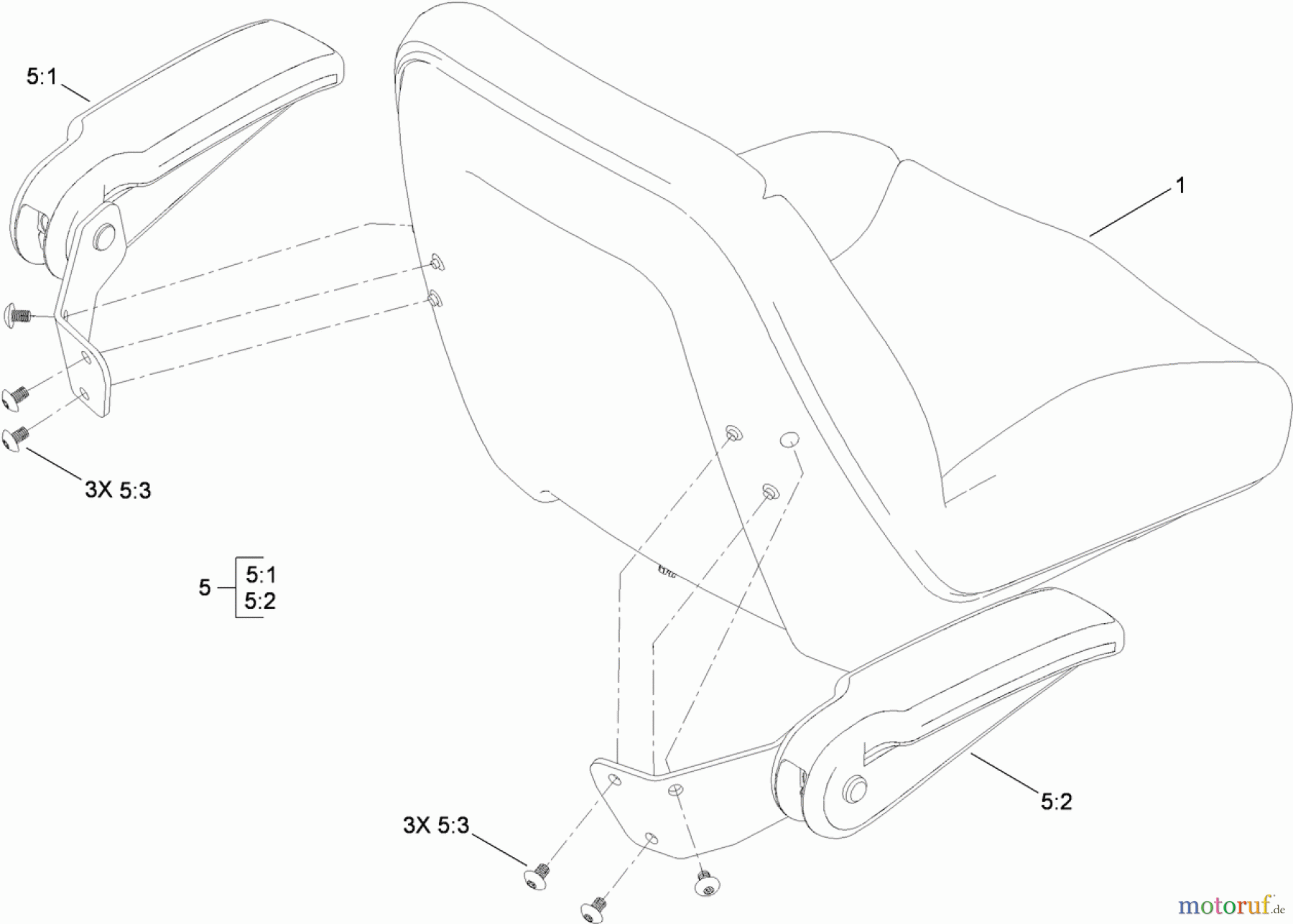  Toro Neu Mowers, Zero-Turn 74375 (Z5060) - Toro TimeCutter Z5060 Riding Mower, 2010 (310000001-310999999) SEAT AND ARMREST KIT ASSEMBLY NO. 117-1227