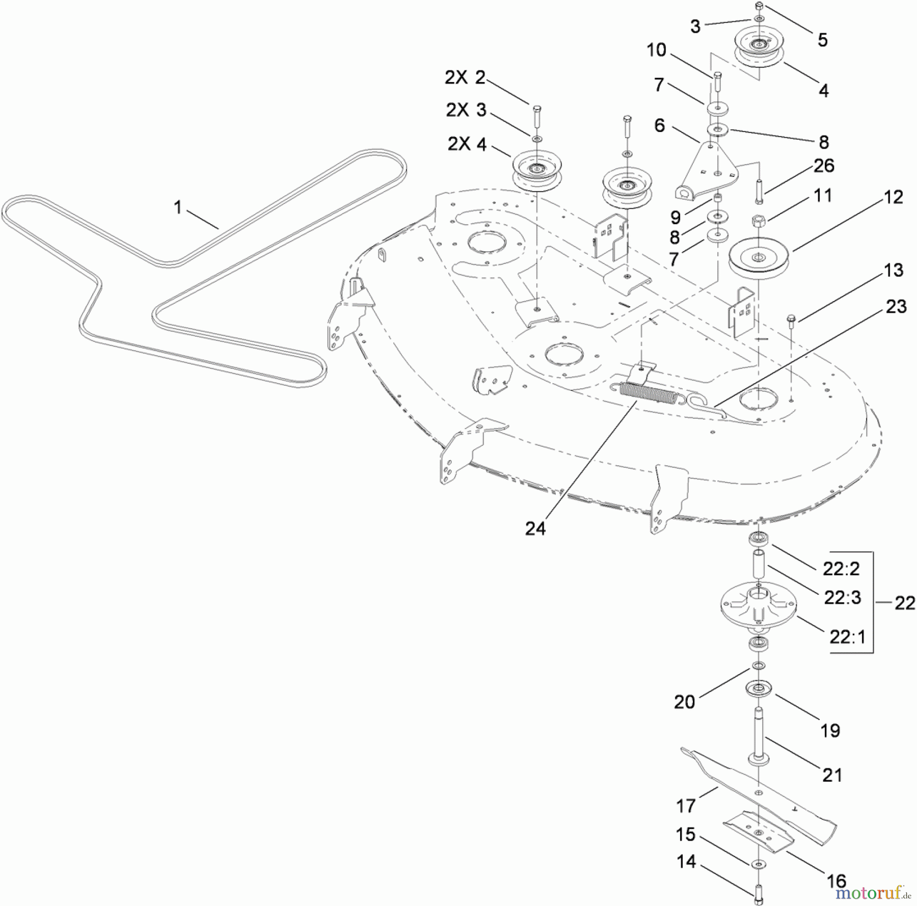  Toro Neu Mowers, Zero-Turn 74376 (Z5035) - Toro TimeCutter Z5035 Riding Mower, 2010 (310000001-310999999) 50 INCH DECK SPINDLE AND BLADE ASSEMBLY