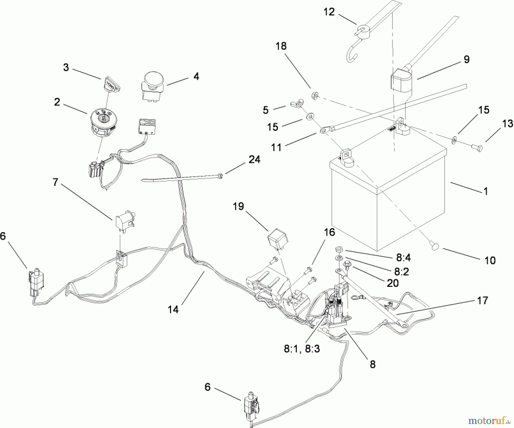  Toro Neu Mowers, Zero-Turn 74380 (Z4200) - Toro TimeCutter Z4200 Riding Mower, 2008 (280000001-280999999) ELECTRICAL ASSEMBLY