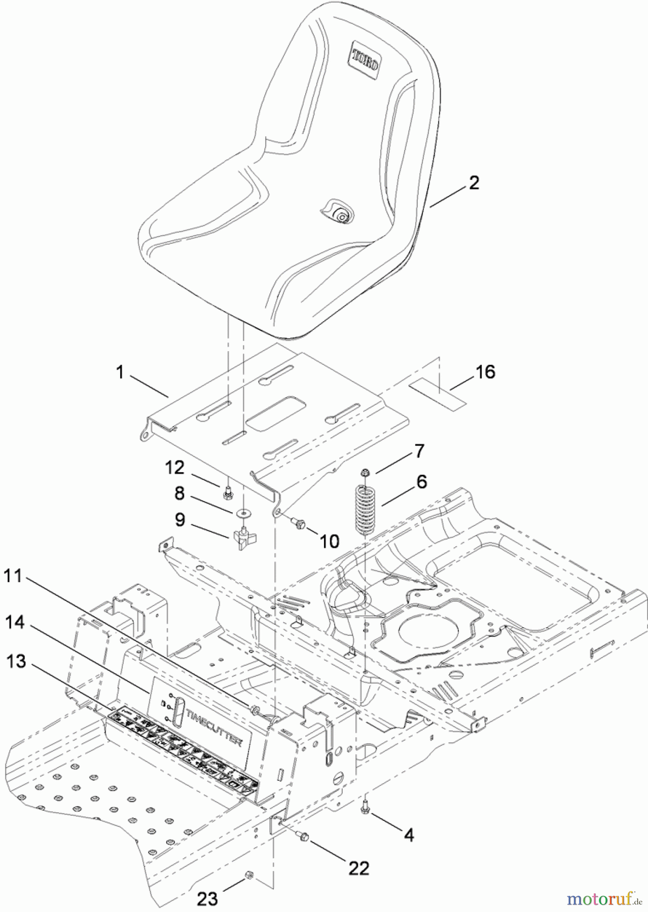  Toro Neu Mowers, Zero-Turn 74381 (Z4202) - Toro TimeCutter Z4202 Riding Mower, 2010 (310000001-310999999) SEAT ASSEMBLY