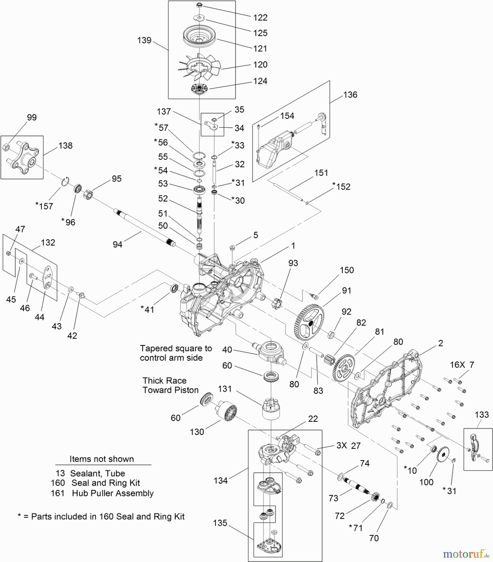  Toro Neu Mowers, Zero-Turn 74385 (ZS 3200) - Toro TimeCutter ZS 3200 Riding Mower, 2012 (SN 312000001-312999999) RIGHT HAND HYDRO TRANSAXLE ASSEMBLY NO. 119-3331