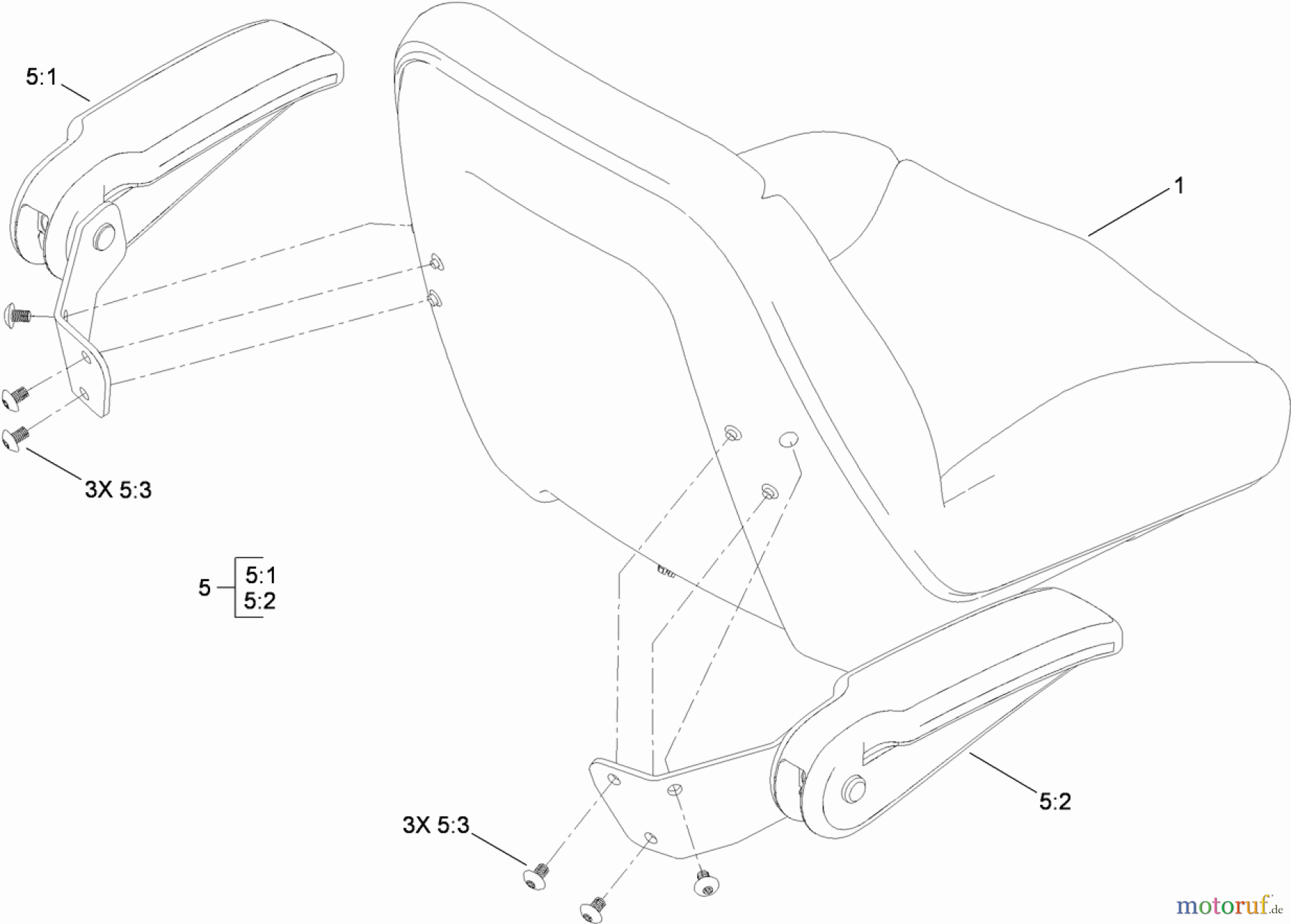 Toro Neu Mowers, Zero-Turn 74399 (Z5020) - Toro TimeCutter Z5020 Riding Mower, 2009 (290000001-290000439) SEAT AND ARMREST KIT ASSEMBLY NO. 117-1227